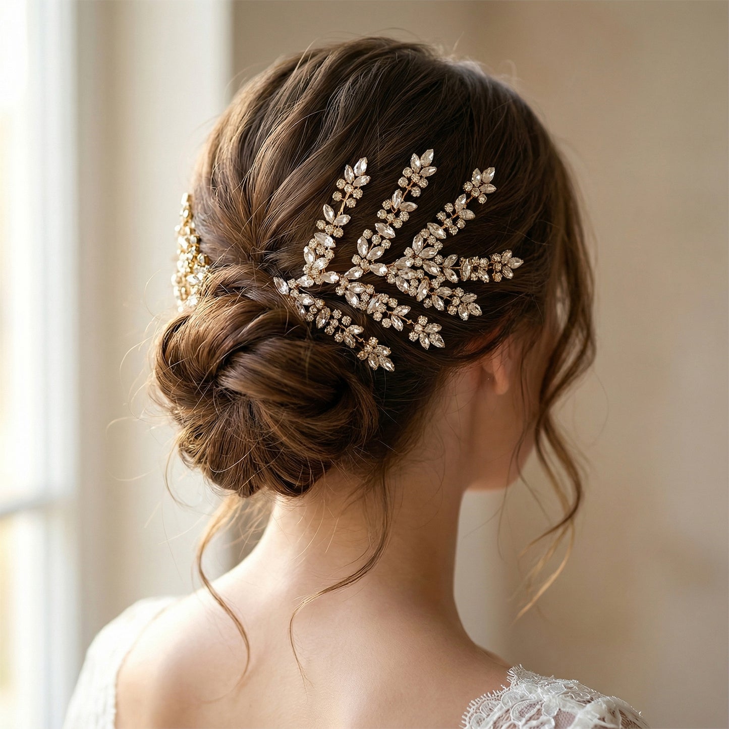 Bridella BHP425-G Gold Rhinestone Crown