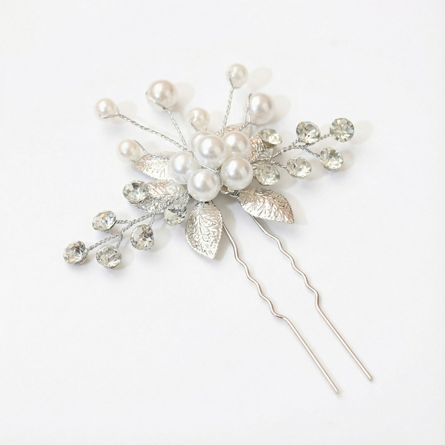 Bridella BHP504-S Silver Rhinestone & Pearl Headwear