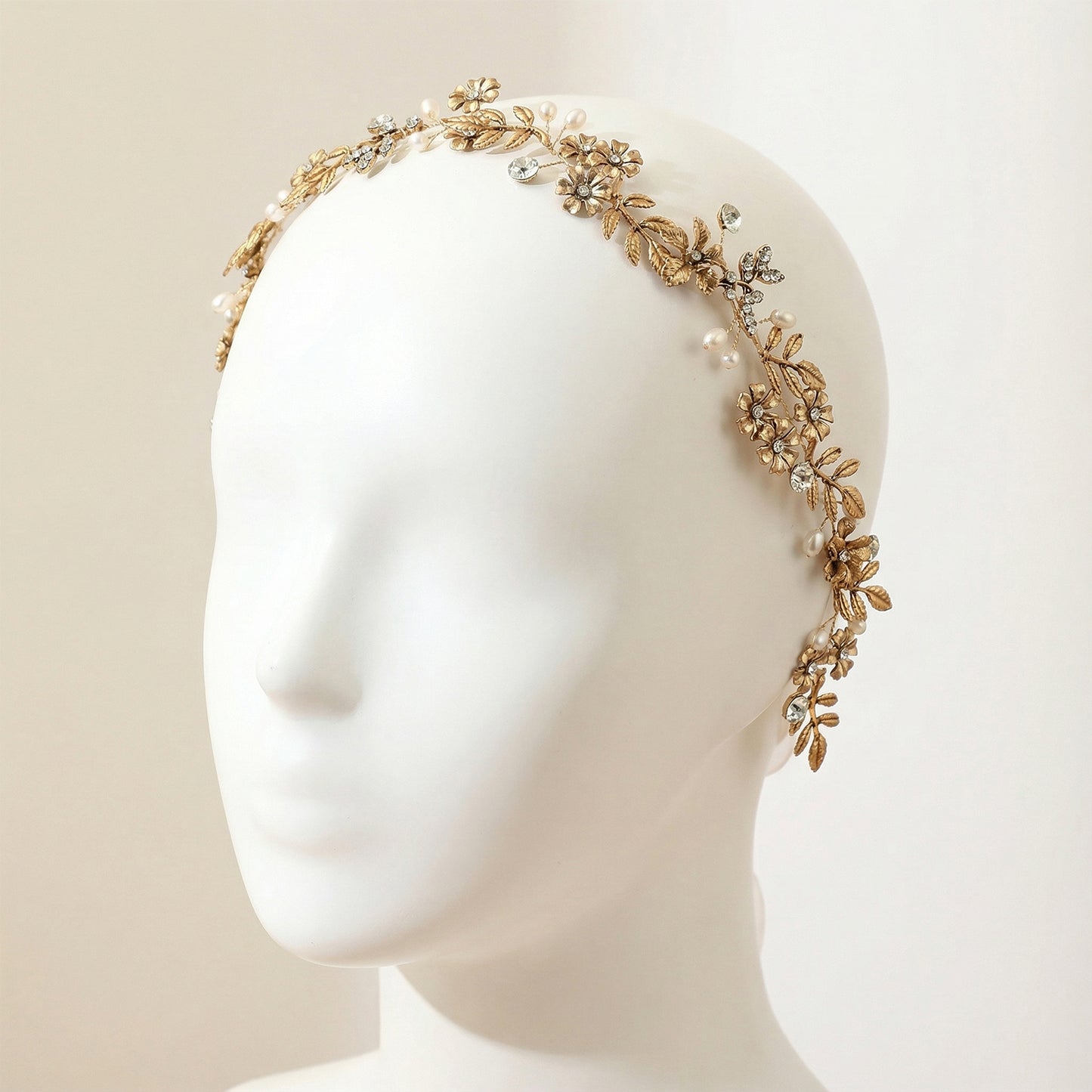 Bridella BHP355 Gold Rhinestone & Pearl Tiara