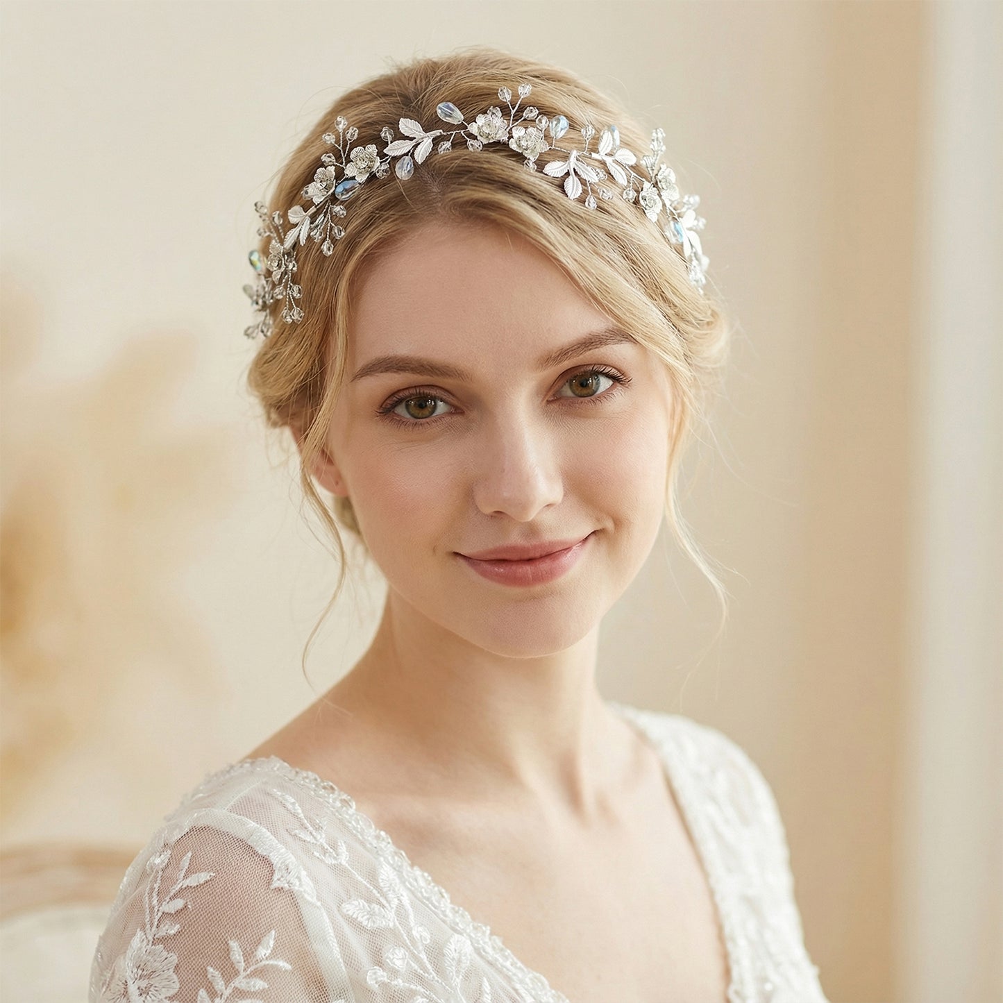 Bridella BHP350-S Silver Rhinestone Headband