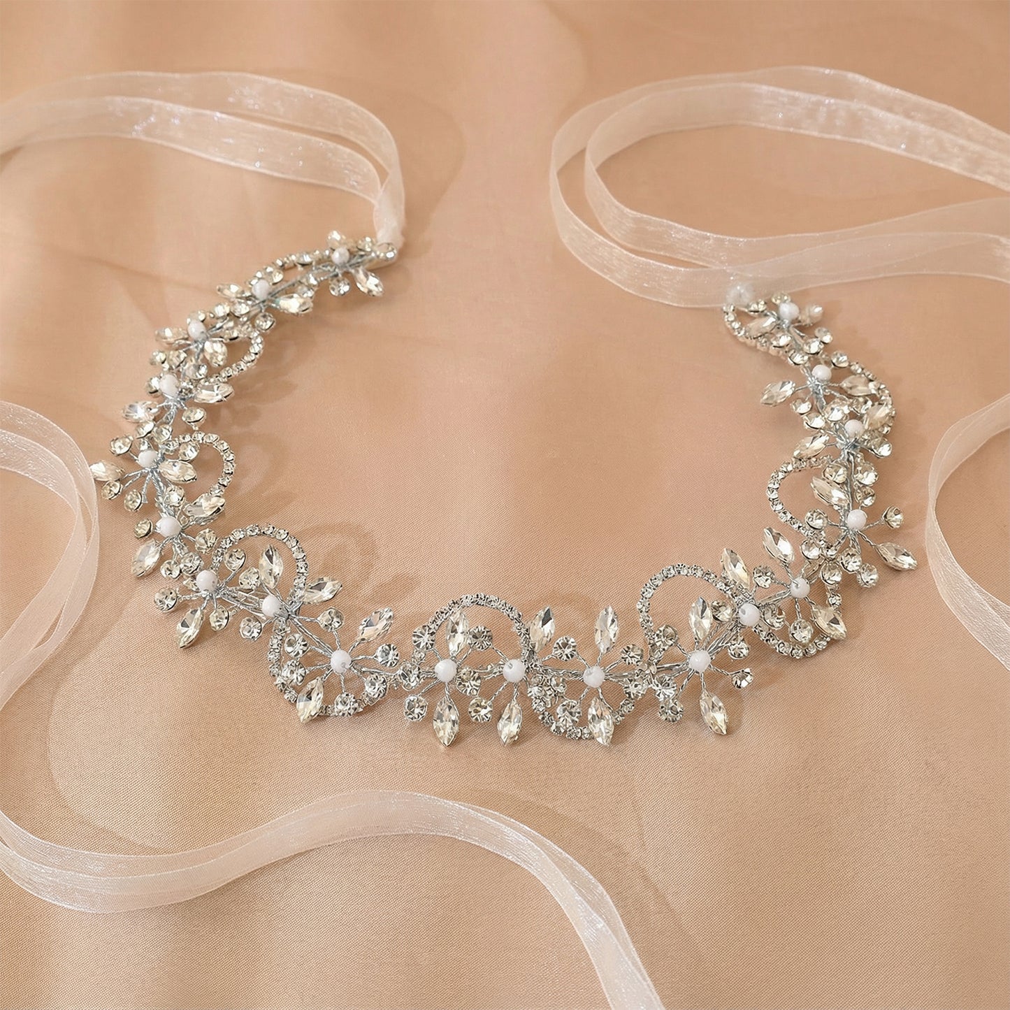 Bridella BHP266-S Silver Rhinestone Headband