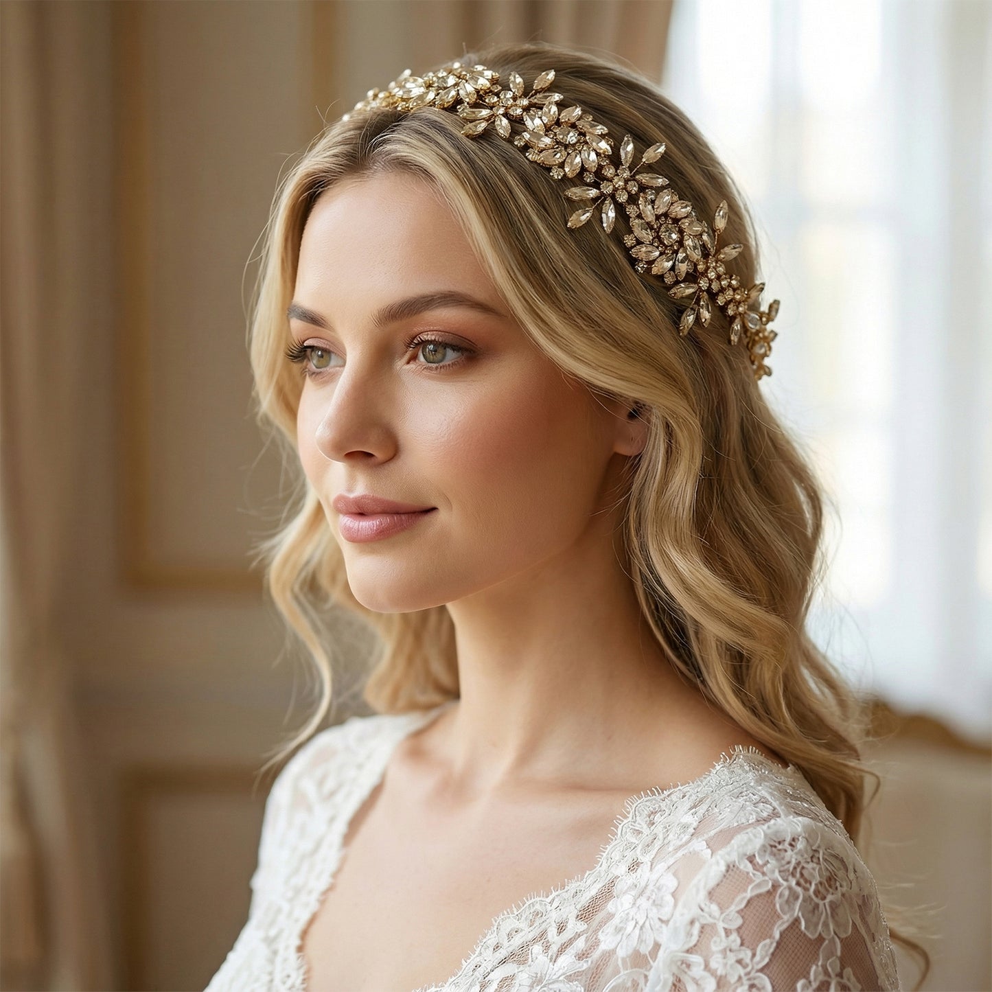 Bridella BHP440-G Gold Rhinestone Headwear