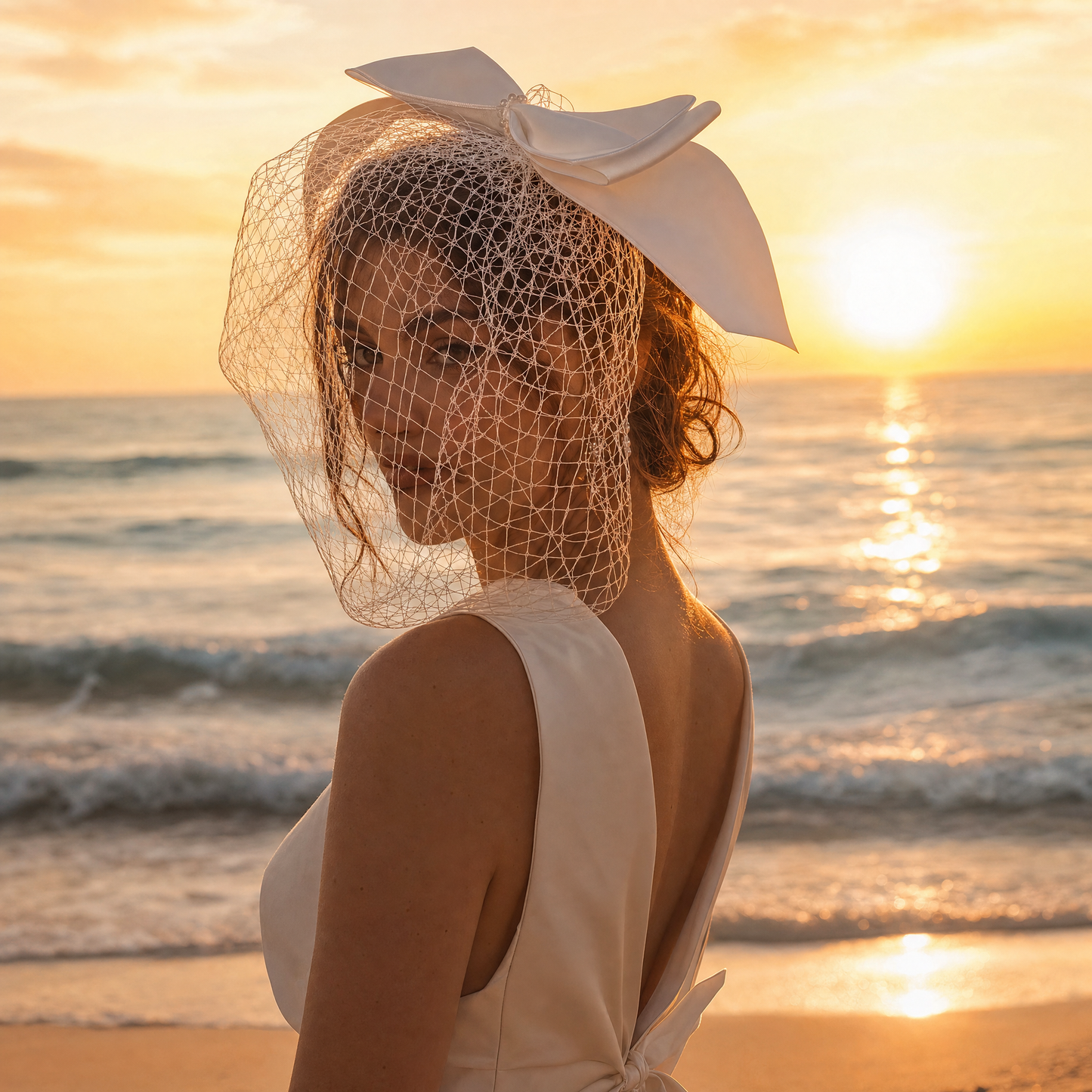 Hot Sale High Quality White Bowknot Mesh Veil Prom Party Hair Comb Veil Bridal Wedding Birdcage Veil - Bridella BVA03