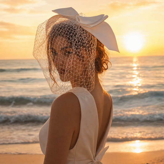 Hot Sale High Quality White Bowknot Mesh Veil Prom Party Hair Comb Veil Bridal Wedding Birdcage Veil - Bridella BVA03
