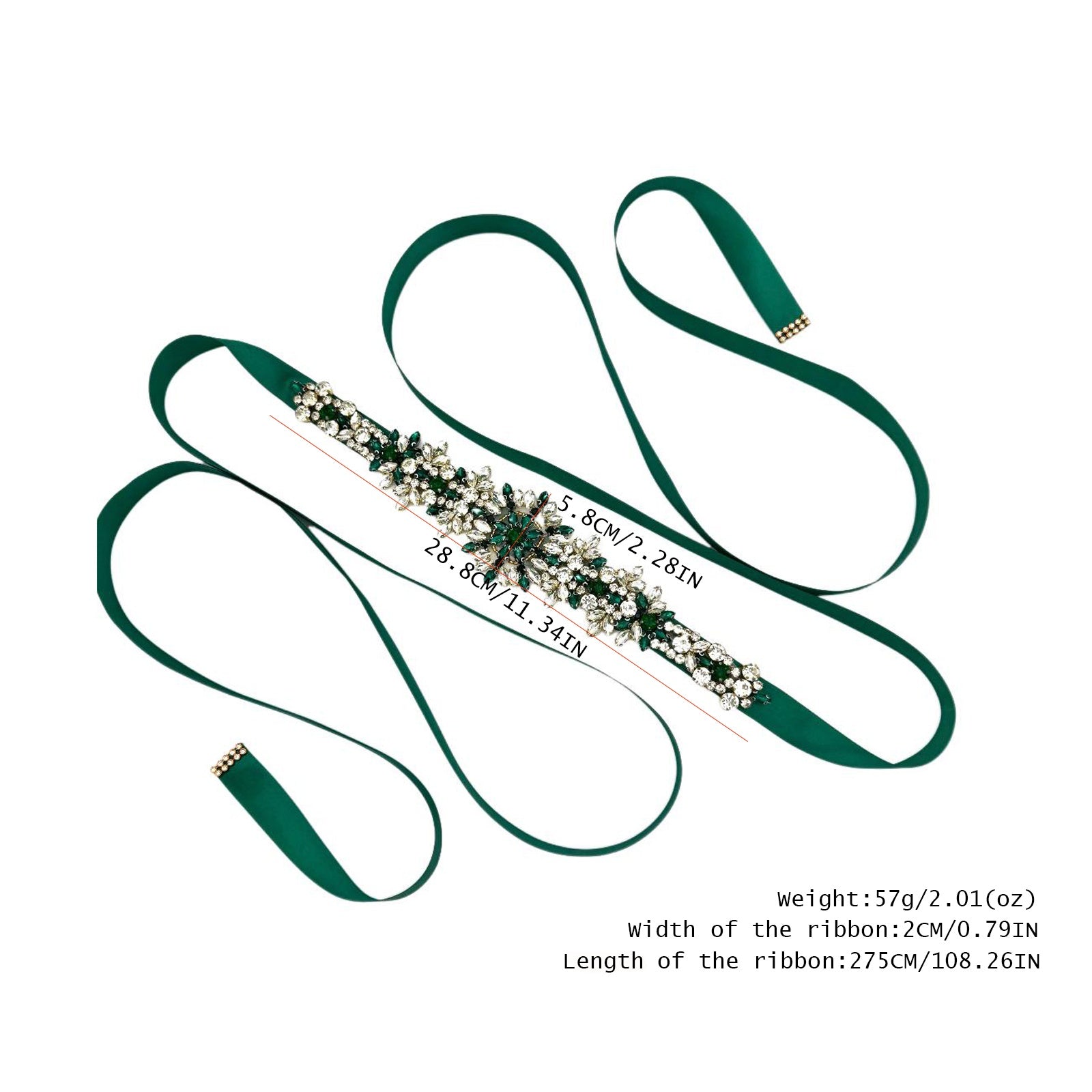 S319KL green rhinestone belt