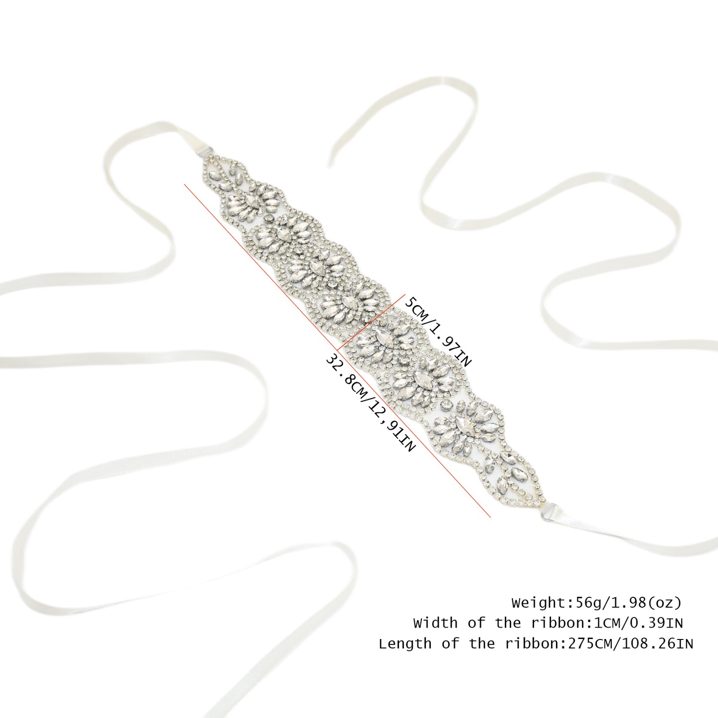 Off White Rhinestone Bridal Belt Wedding Sash – Bridella BS239