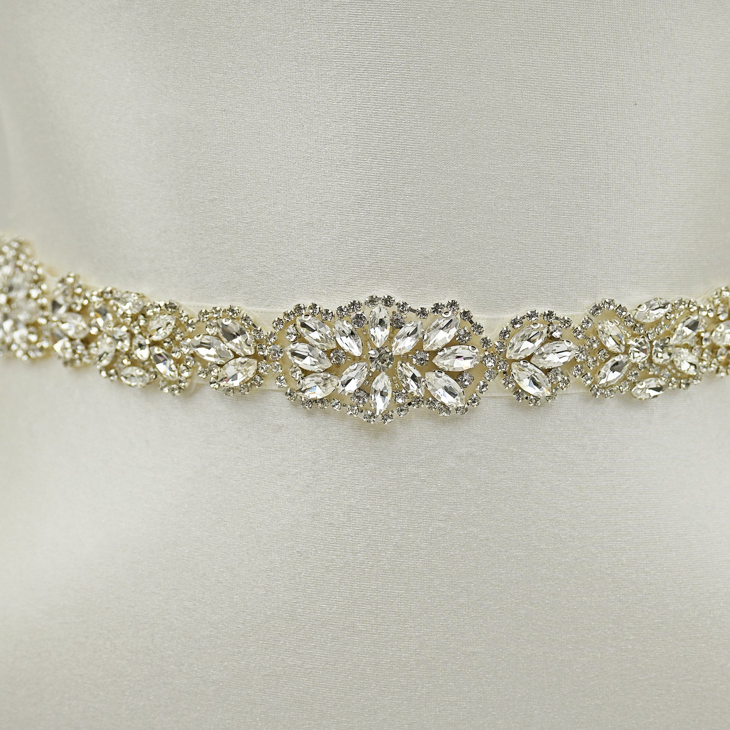Off White Rhinestone Bridal Belt Wedding Sash - Bridella BS75
