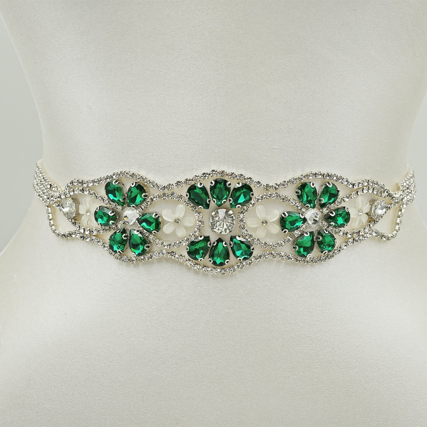 Ivory Crystal Rhinestone Wedding Dress Belt Bridal Sash BS240KL Bridella
