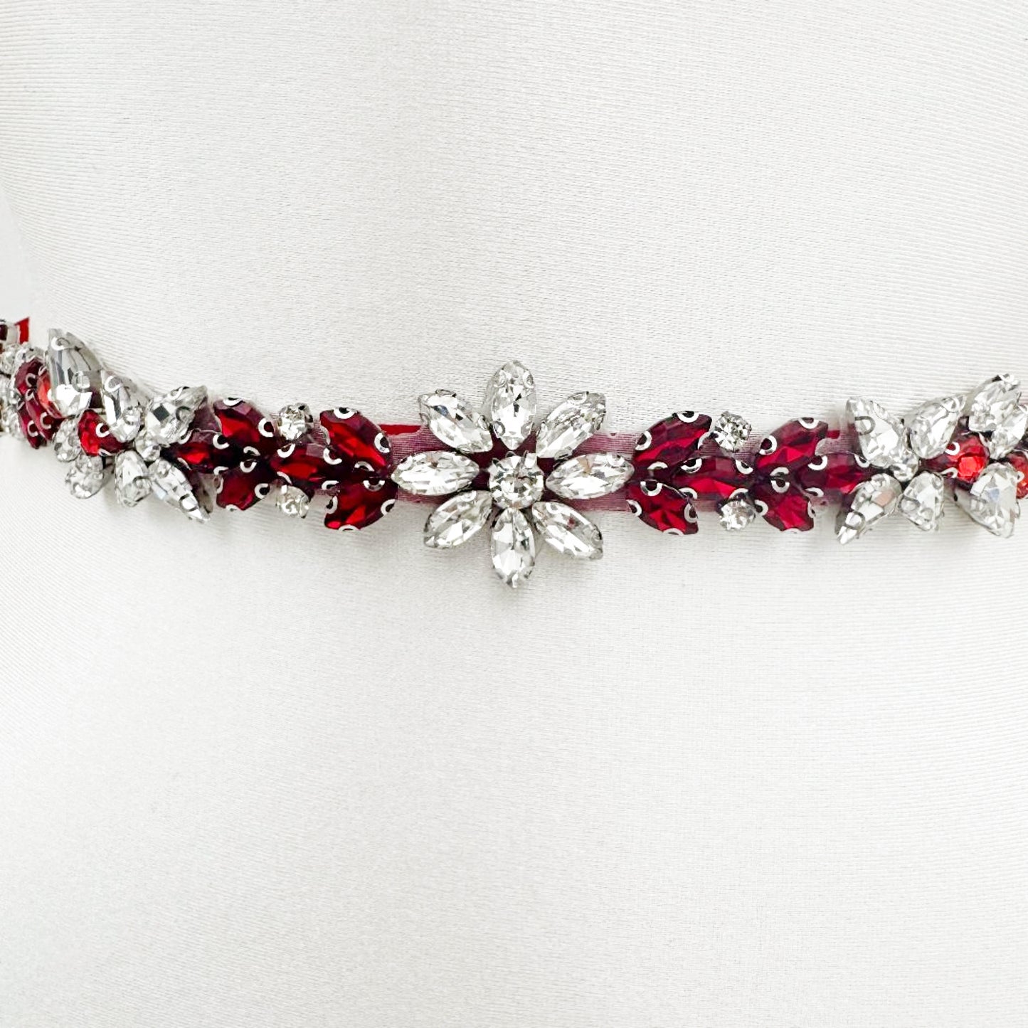 Burgundy Rhinestone Belt - Bridella BS174R