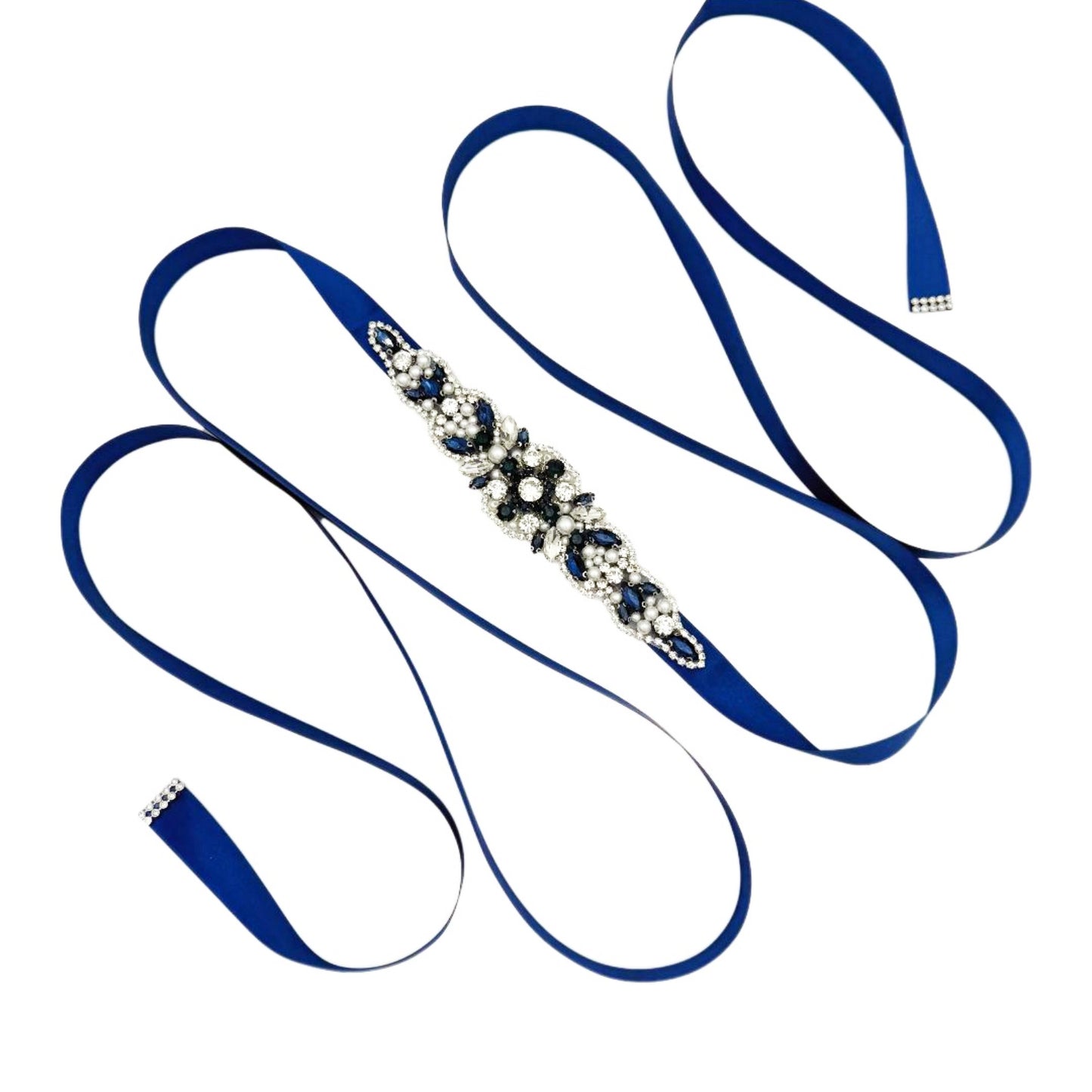Navy Rhinestone Belt - Bridella BS162ML