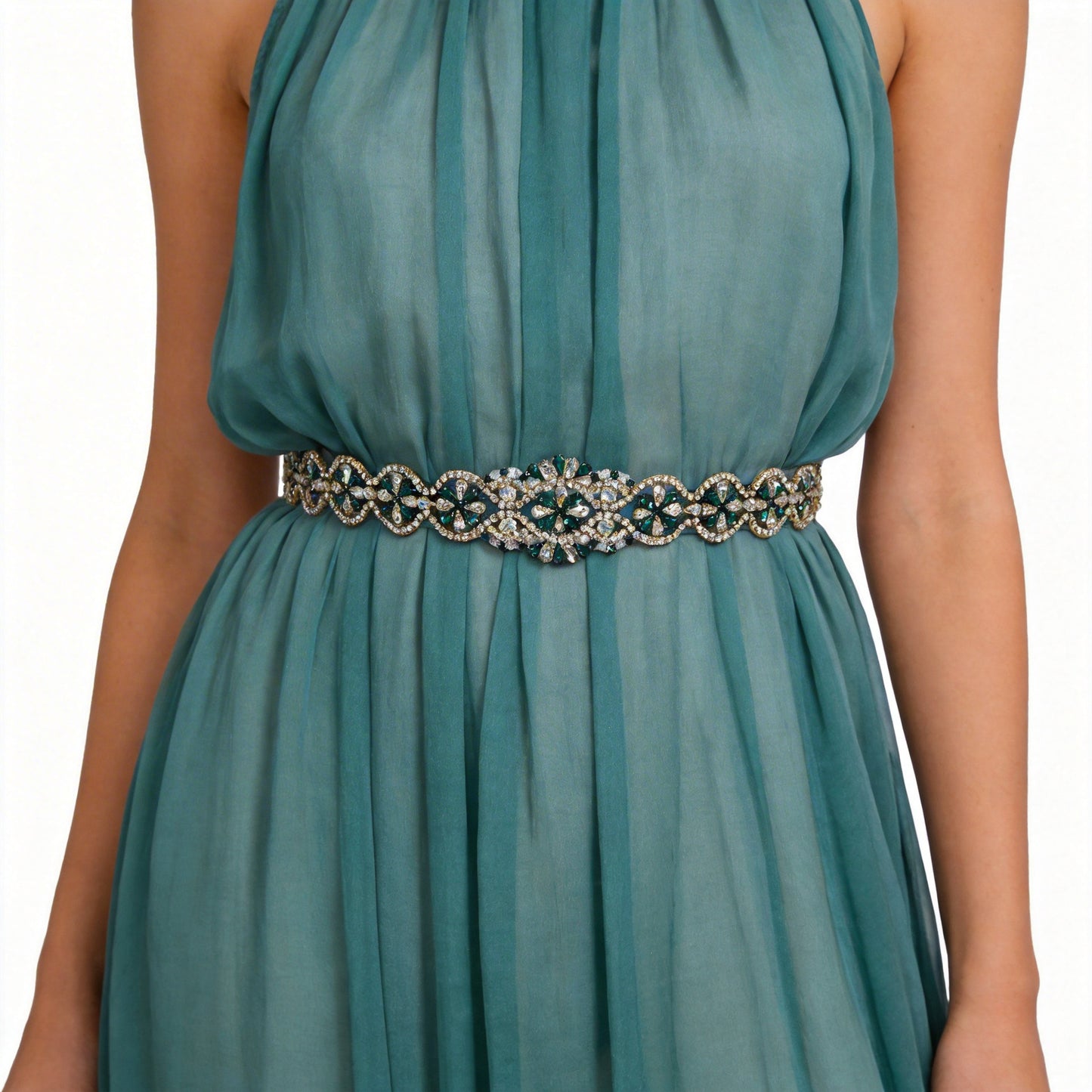 Emerald Rhinestone & Pearl Belt - Bridella BS161KL