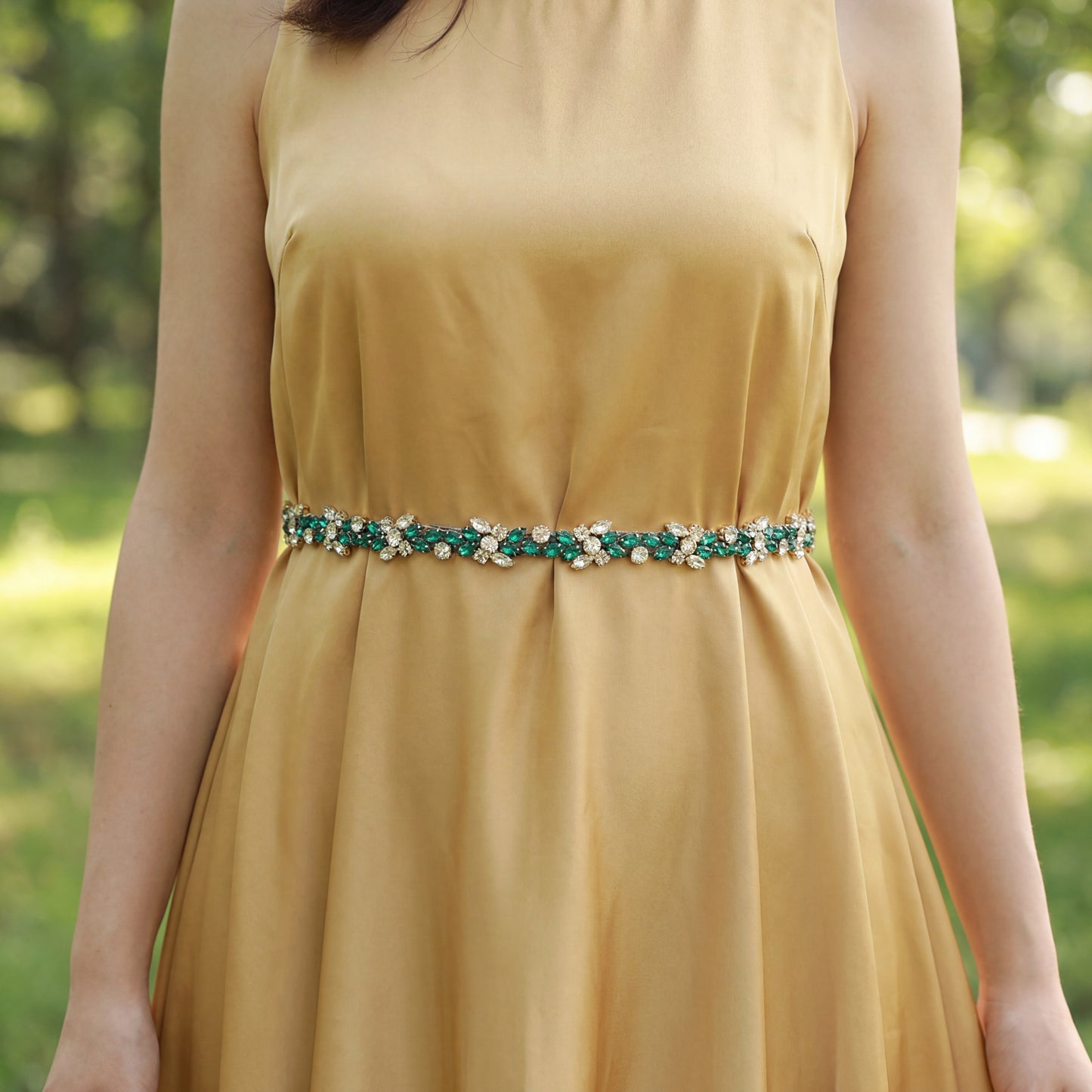 Emerald Rhinestone Belt - Bridella BS437KL