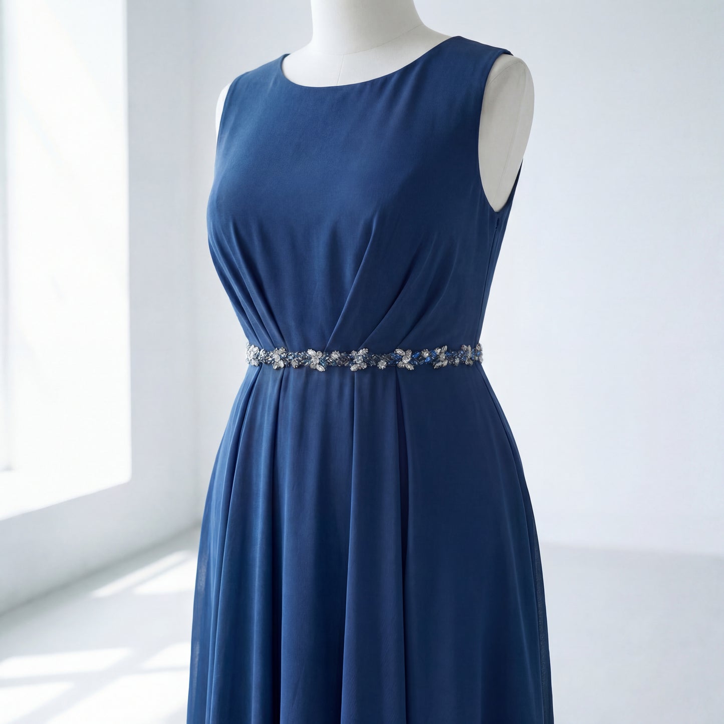Navy Rhinestone Bridal Dress Belt for Wedding - Bridella BS437ML
