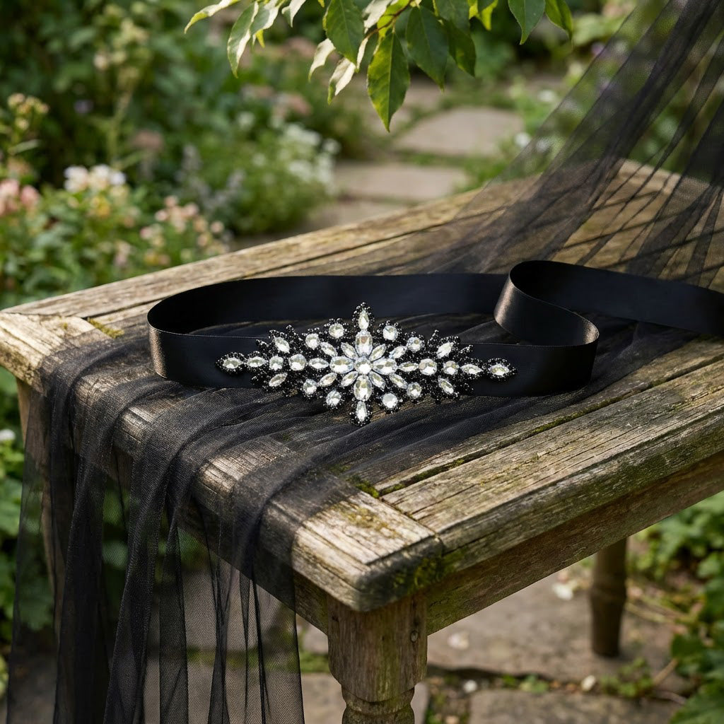 Black Rhinestone Bridal Belt – Bridella BS01B