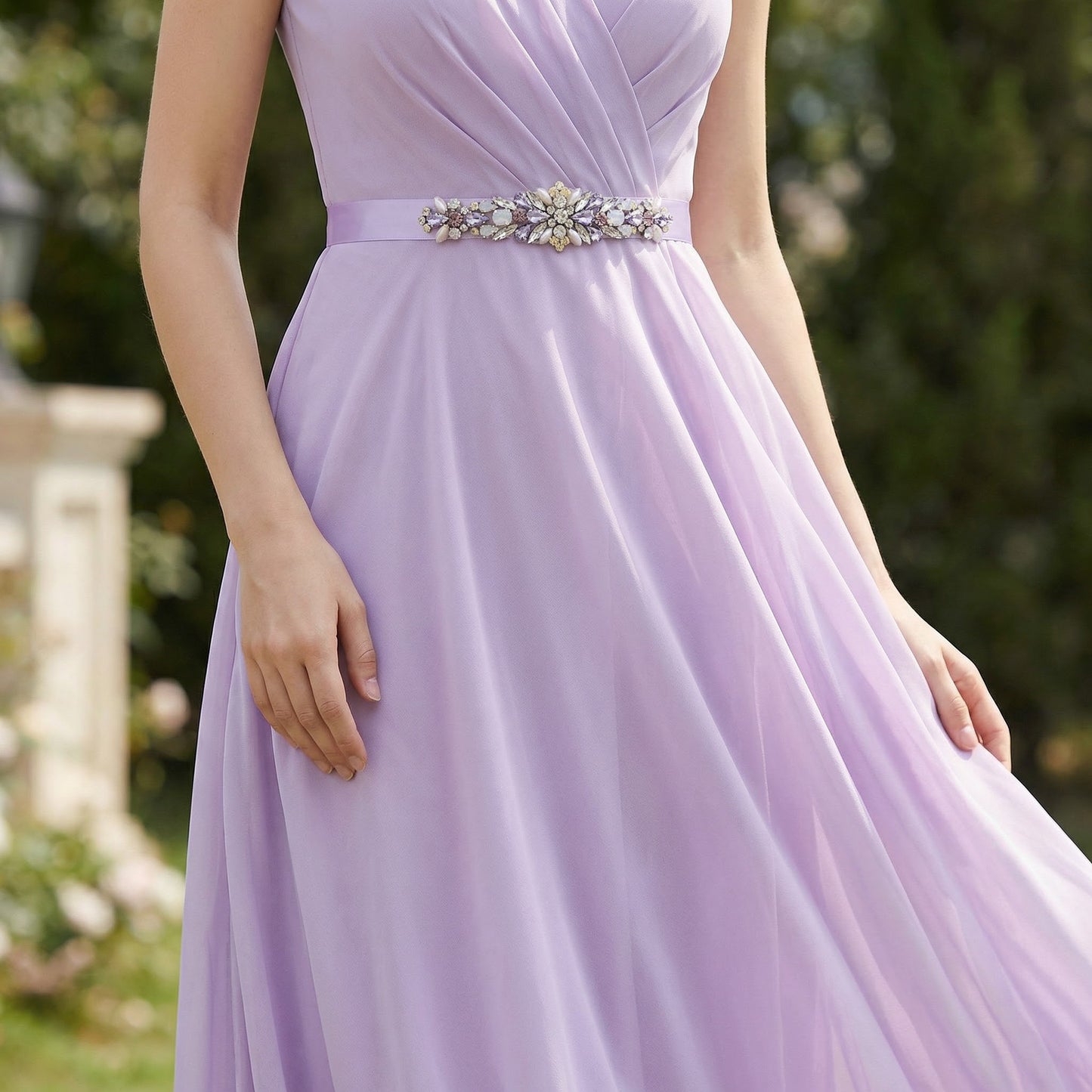 Lavender Rhinestone Bridal Dress Belt for Wedding - Bridella BS451L