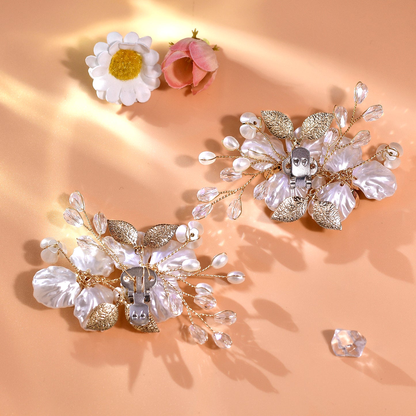 Gold Leaf Rhinestone Bridal Shoe Clips Wedding Decoration - Bridella BHX65