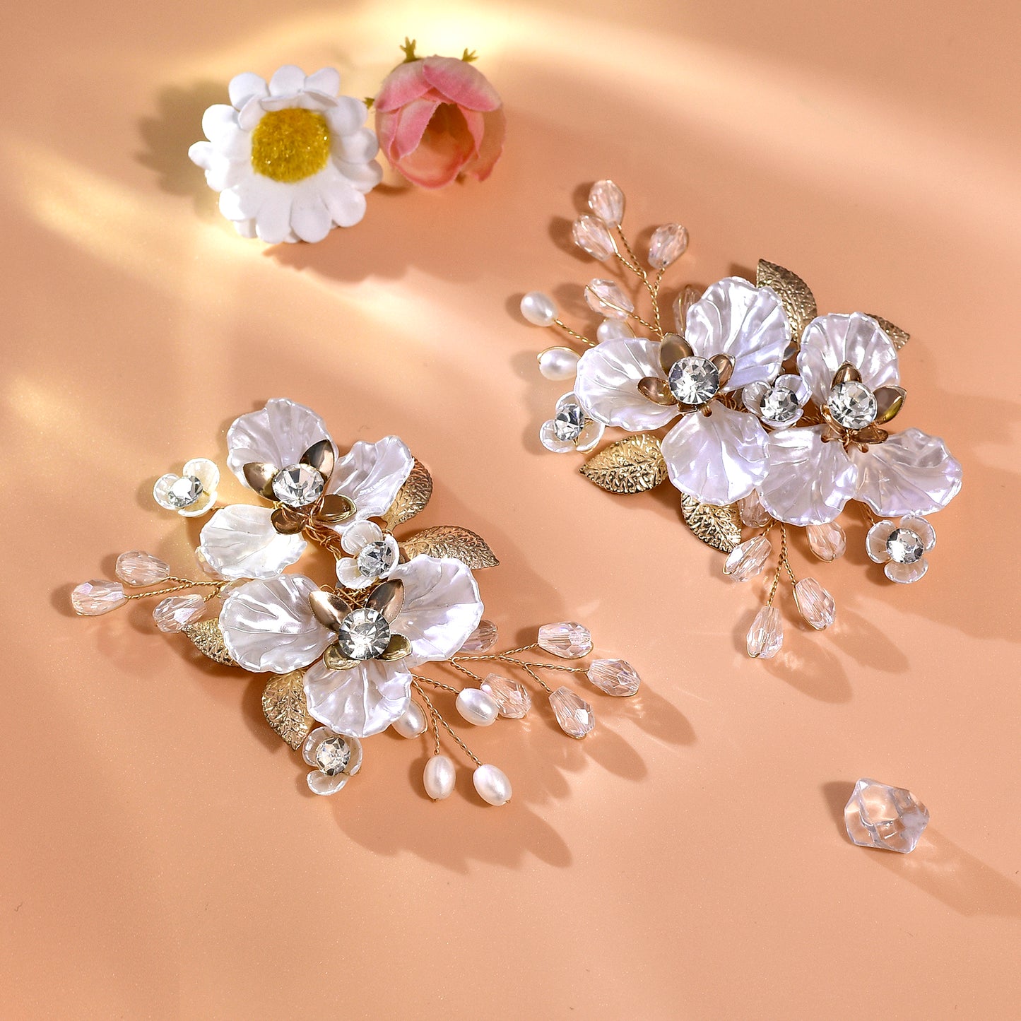 Gold Leaf Rhinestone Bridal Shoe Clips Wedding Decoration - Bridella BHX65
