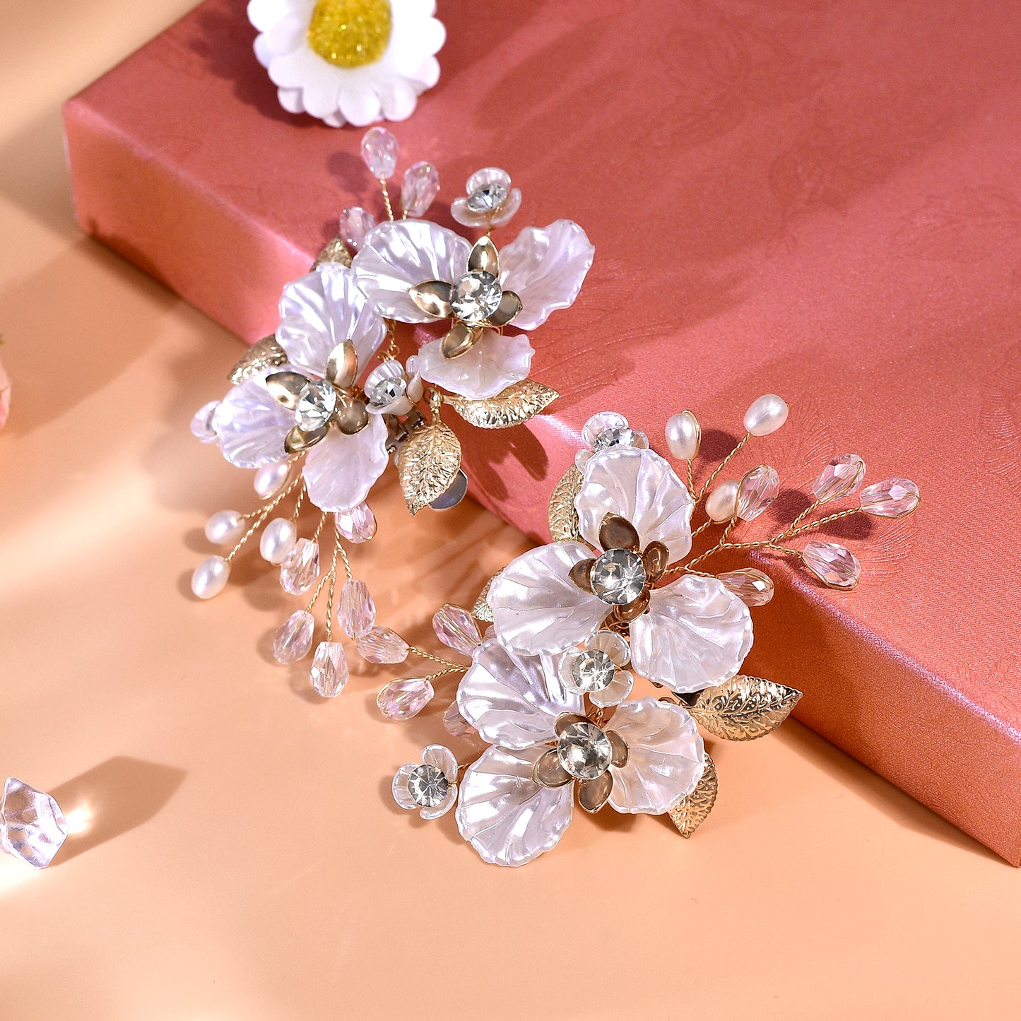 Gold Leaf Rhinestone Bridal Shoe Clips Wedding Decoration - Bridella BHX65