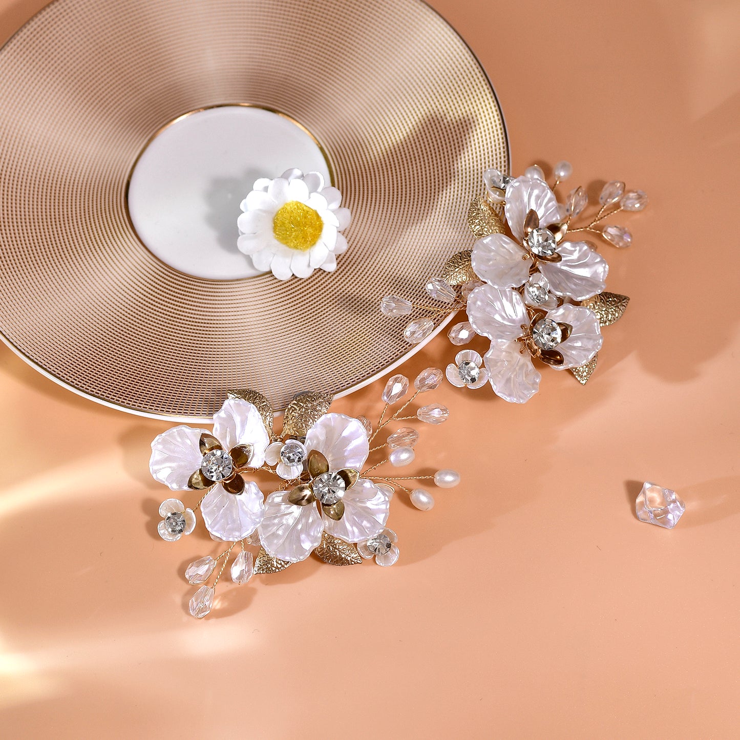 Gold Leaf Rhinestone Bridal Shoe Clips Wedding Decoration - Bridella BHX65