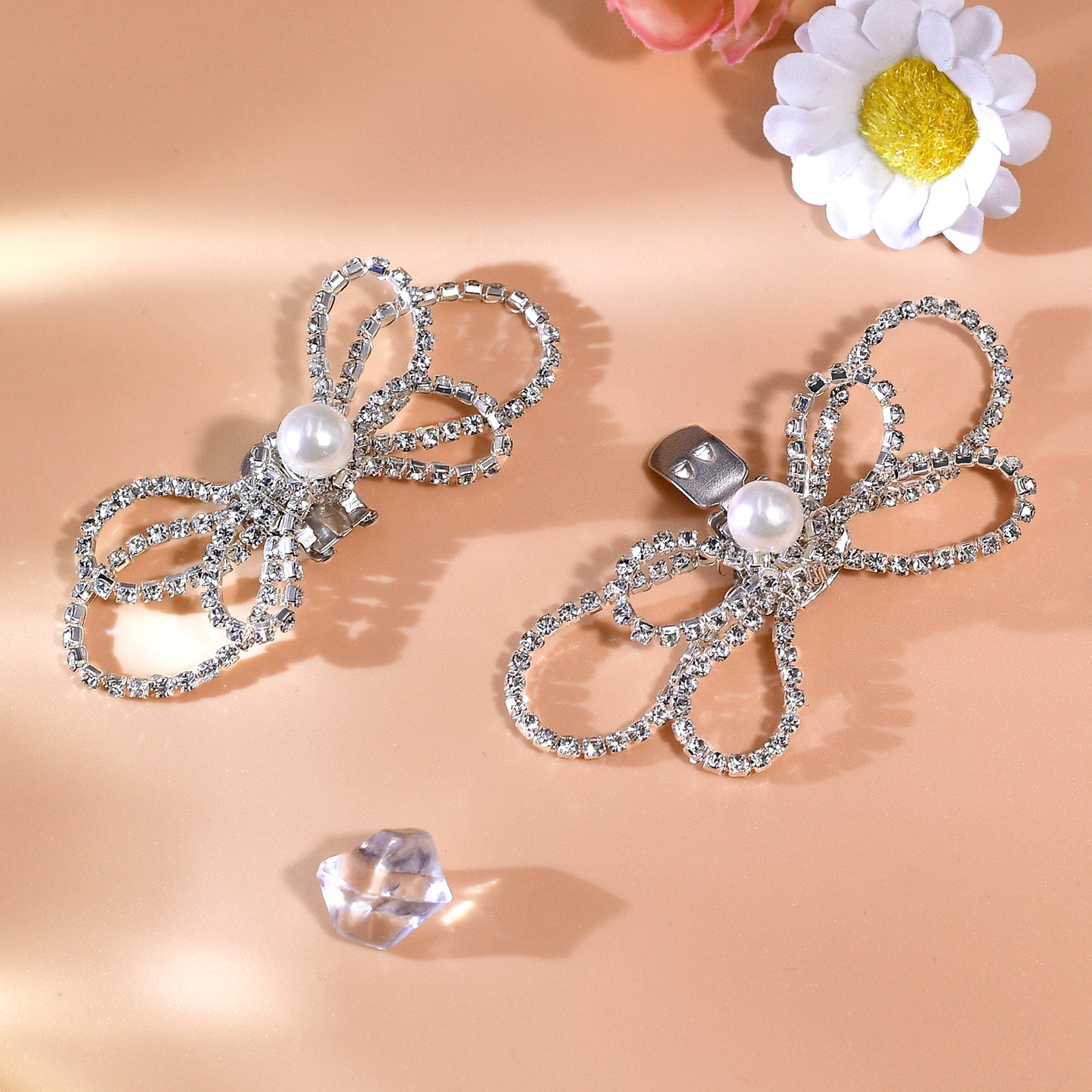Bow Rhinestone Bridal Shoe Clips Wedding Heel Decoration - Bridella BHX66