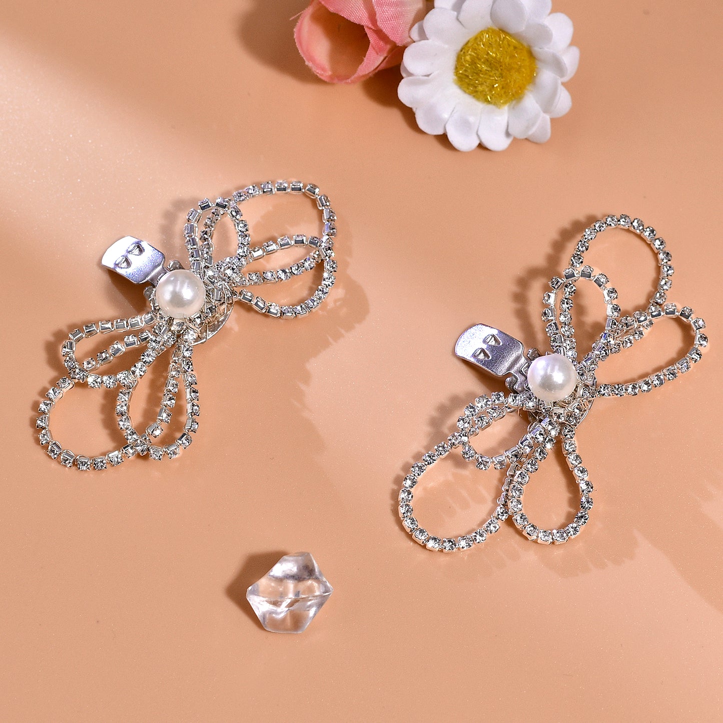 Bow Rhinestone Bridal Shoe Clips Wedding Heel Decoration - Bridella BHX66