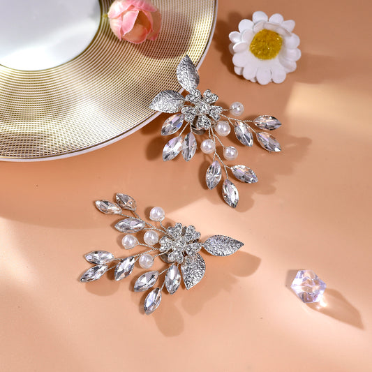 Leaf Rhinestone Bridal Shoe Clips Wedding Heel Decoration - Bridella BHX67