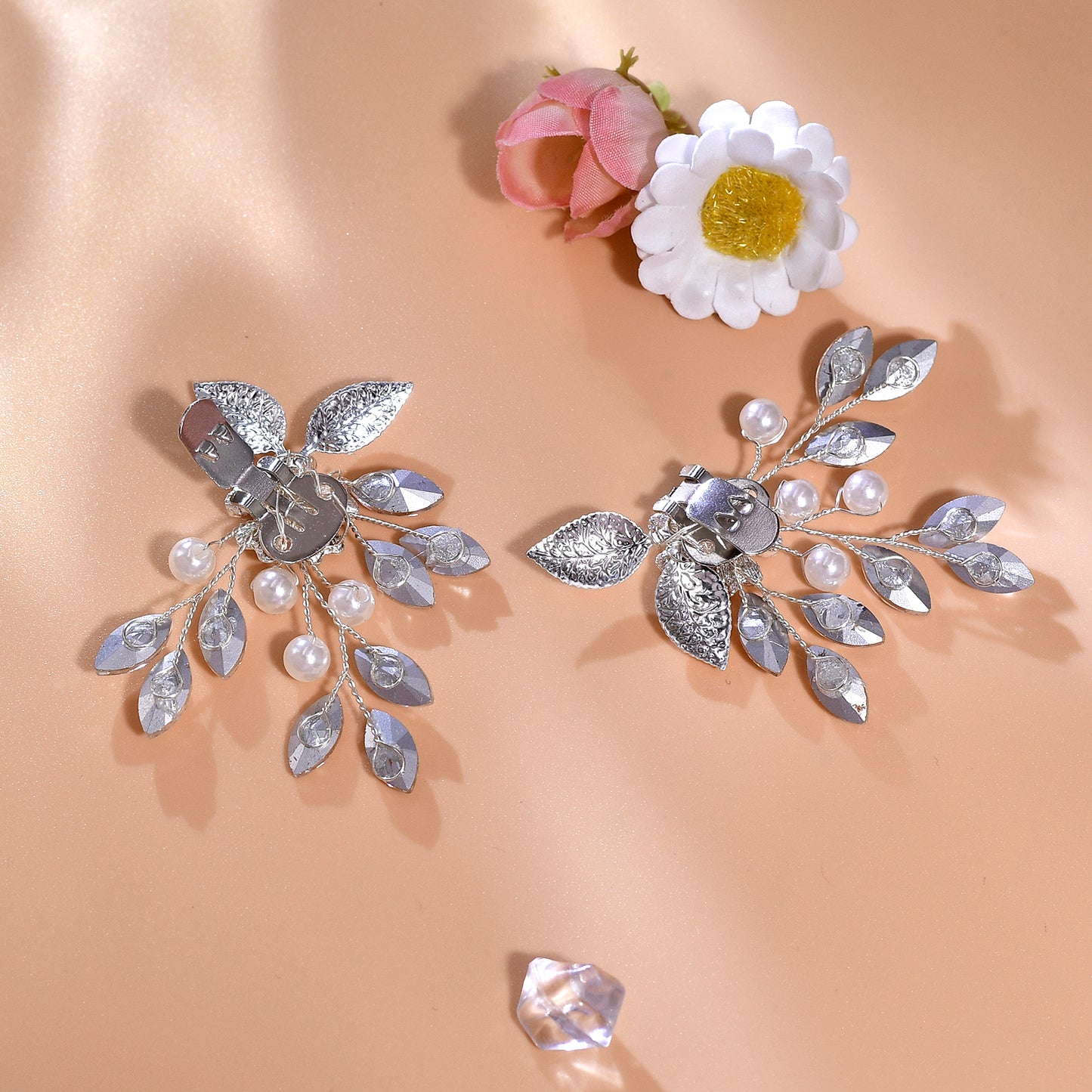 Leaf Rhinestone Bridal Shoe Clips Wedding Heel Decoration - Bridella BHX67