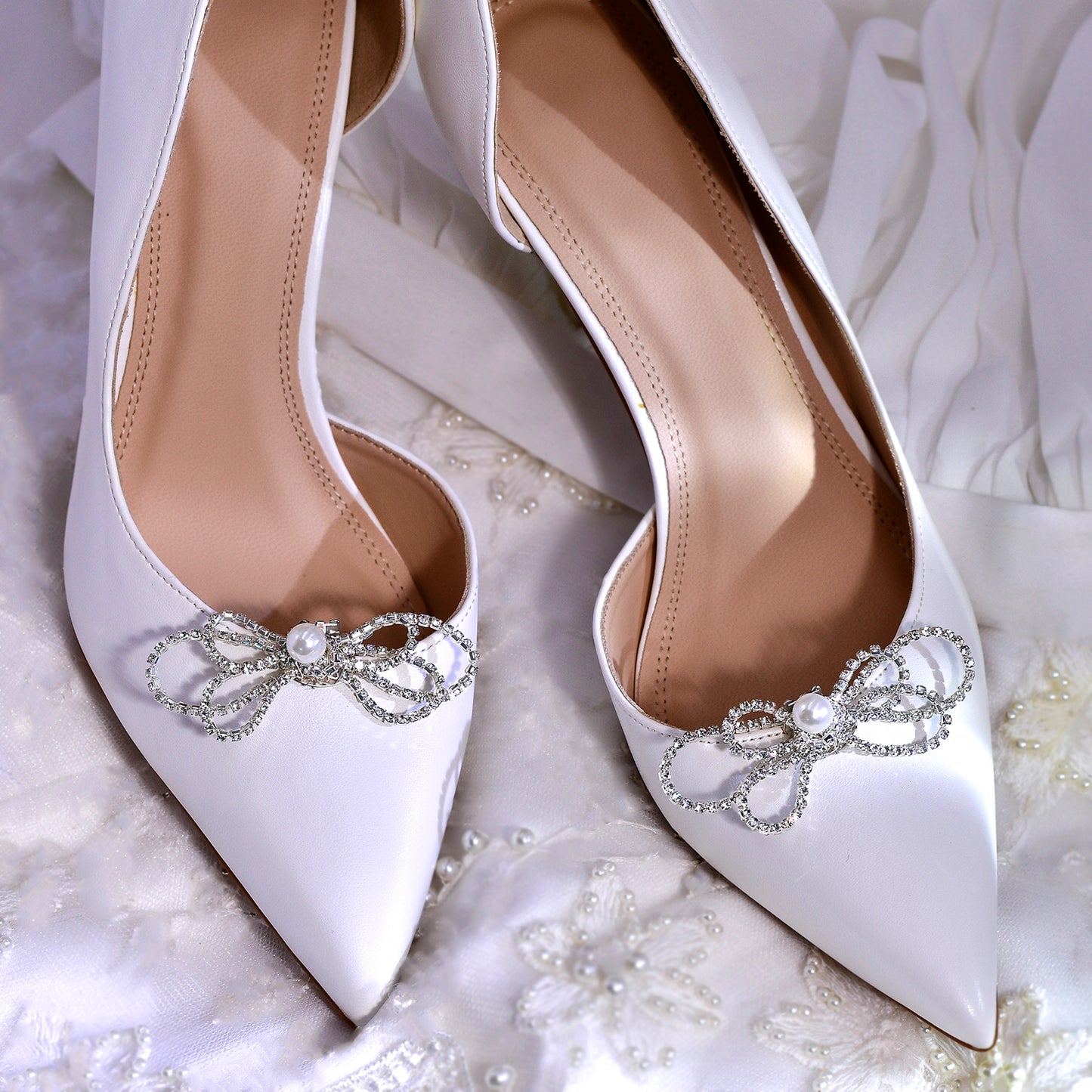 Bow Rhinestone Bridal Shoe Clips Wedding Heel Decoration - Bridella BHX66