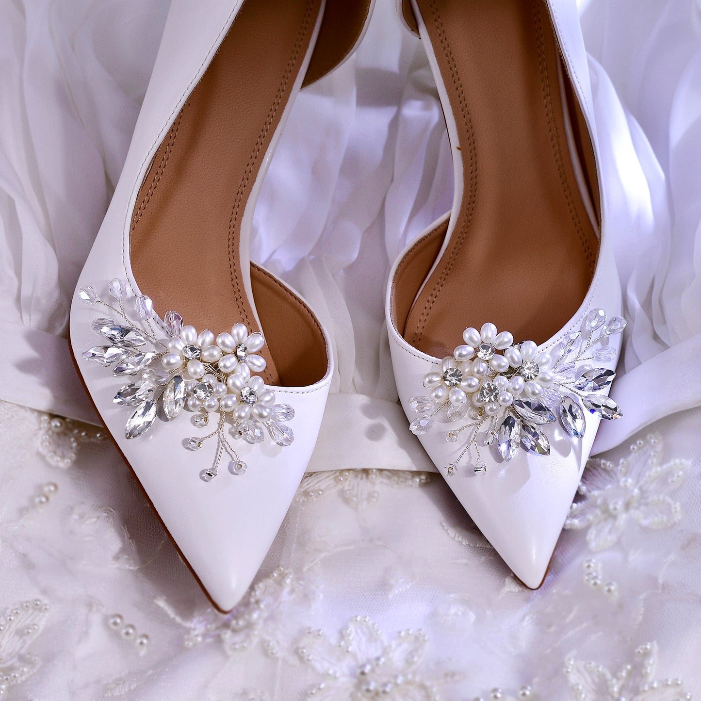 Pearl Flower Bridal Shoe Clips Wedding Heel Decoration - Bridella BHX69
