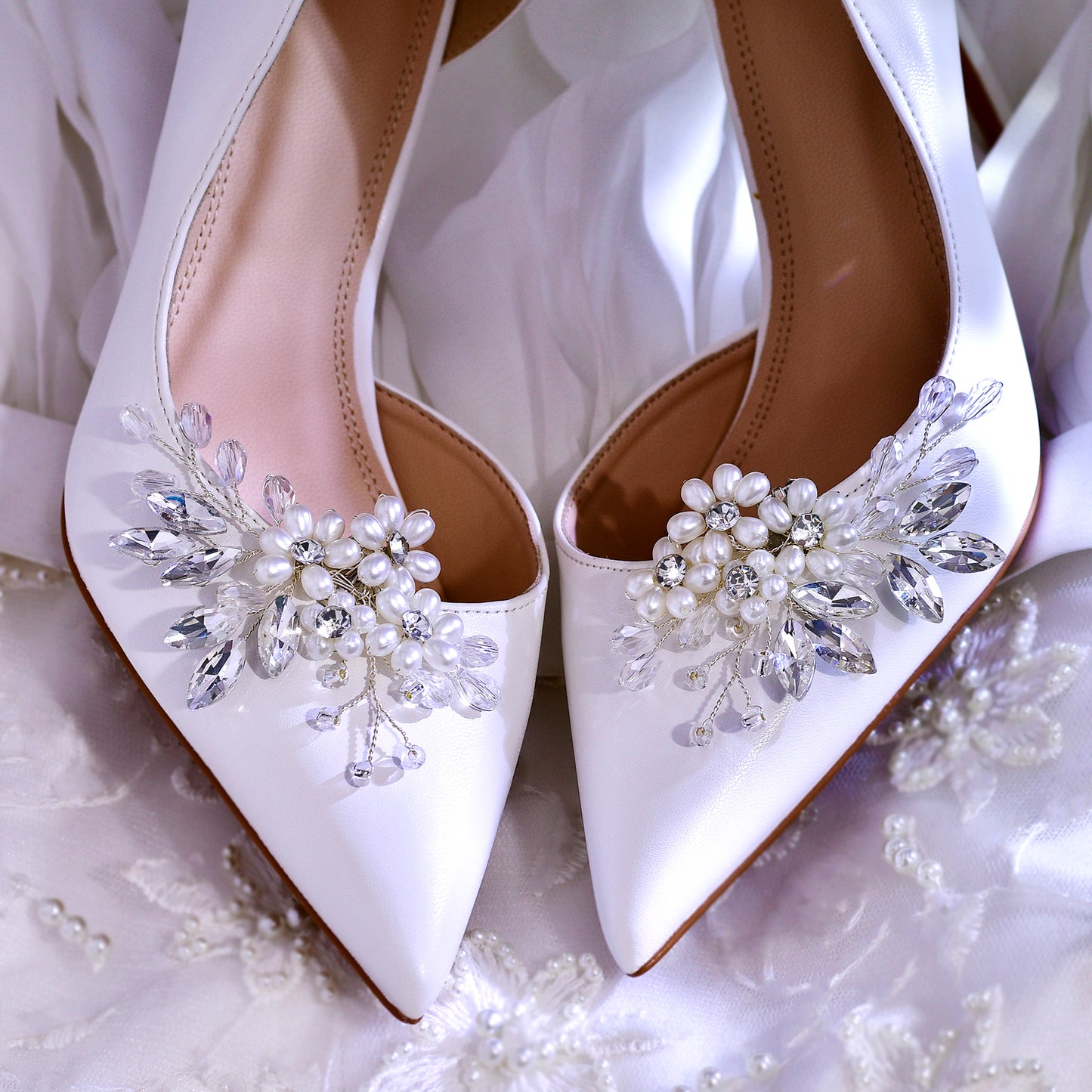 Pearl Flower Bridal Shoe Clips Wedding Heel Decoration - Bridella BHX69