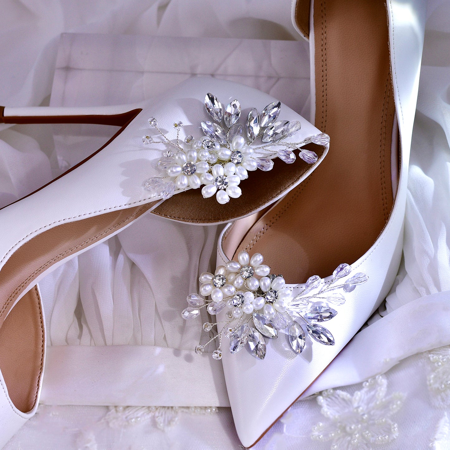 Pearl Flower Bridal Shoe Clips Wedding Heel Decoration - Bridella BHX69