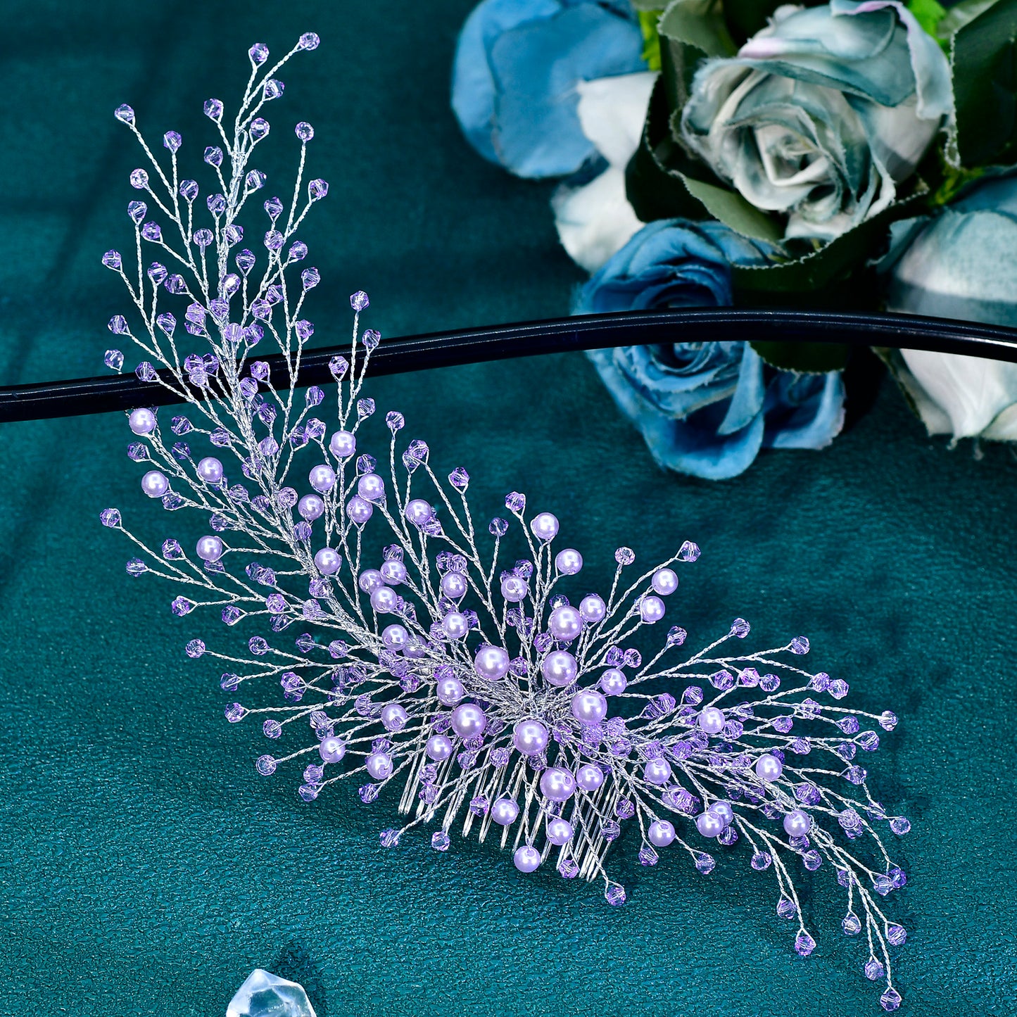 Red silver purple Rhinestone Pearl Bridal Tiara – Bridella BHP931