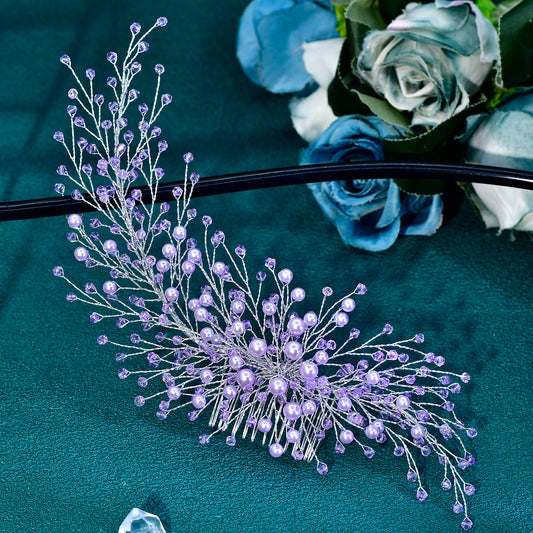 Red silver purple Rhinestone Pearl Bridal Tiara – Bridella BHP931