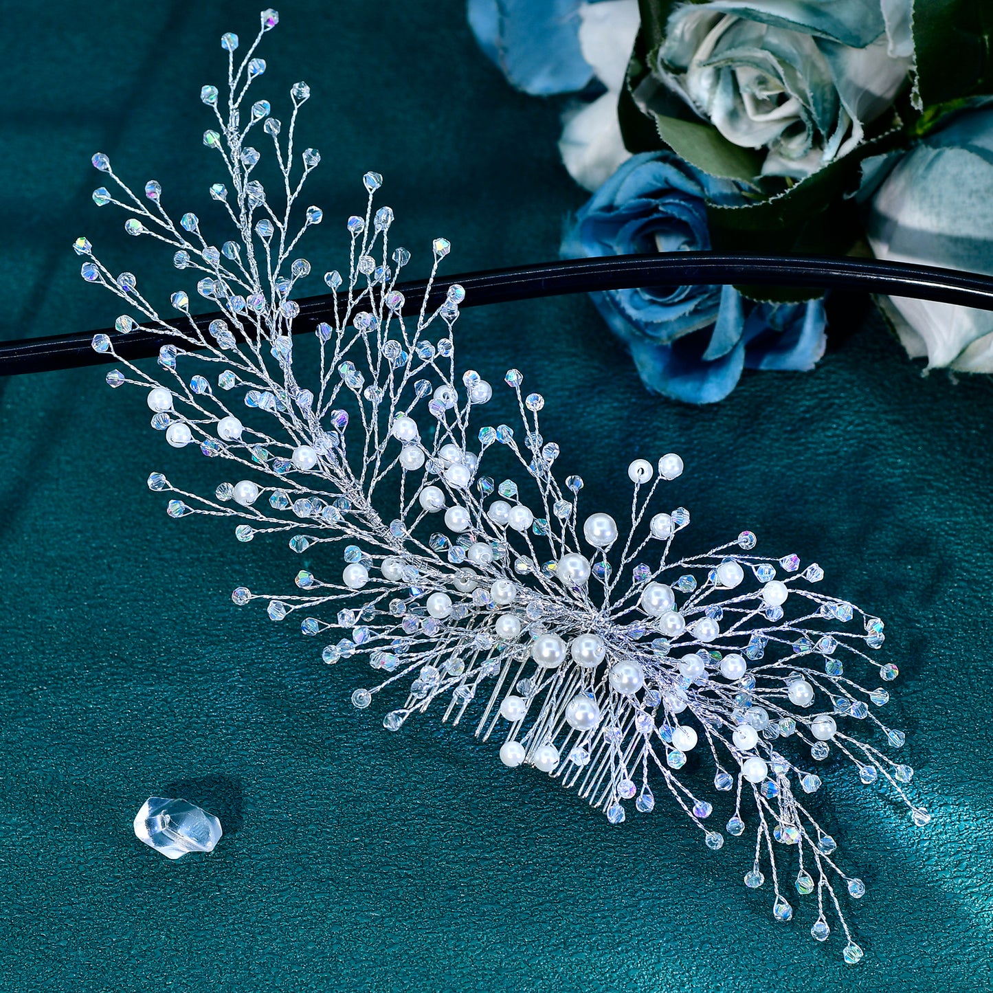 Red silver purple Rhinestone Pearl Bridal Tiara – Bridella BHP931