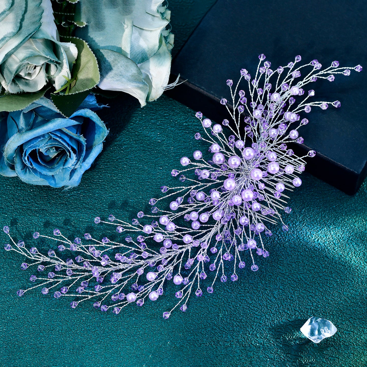 Red silver purple Rhinestone Pearl Bridal Tiara – Bridella BHP931
