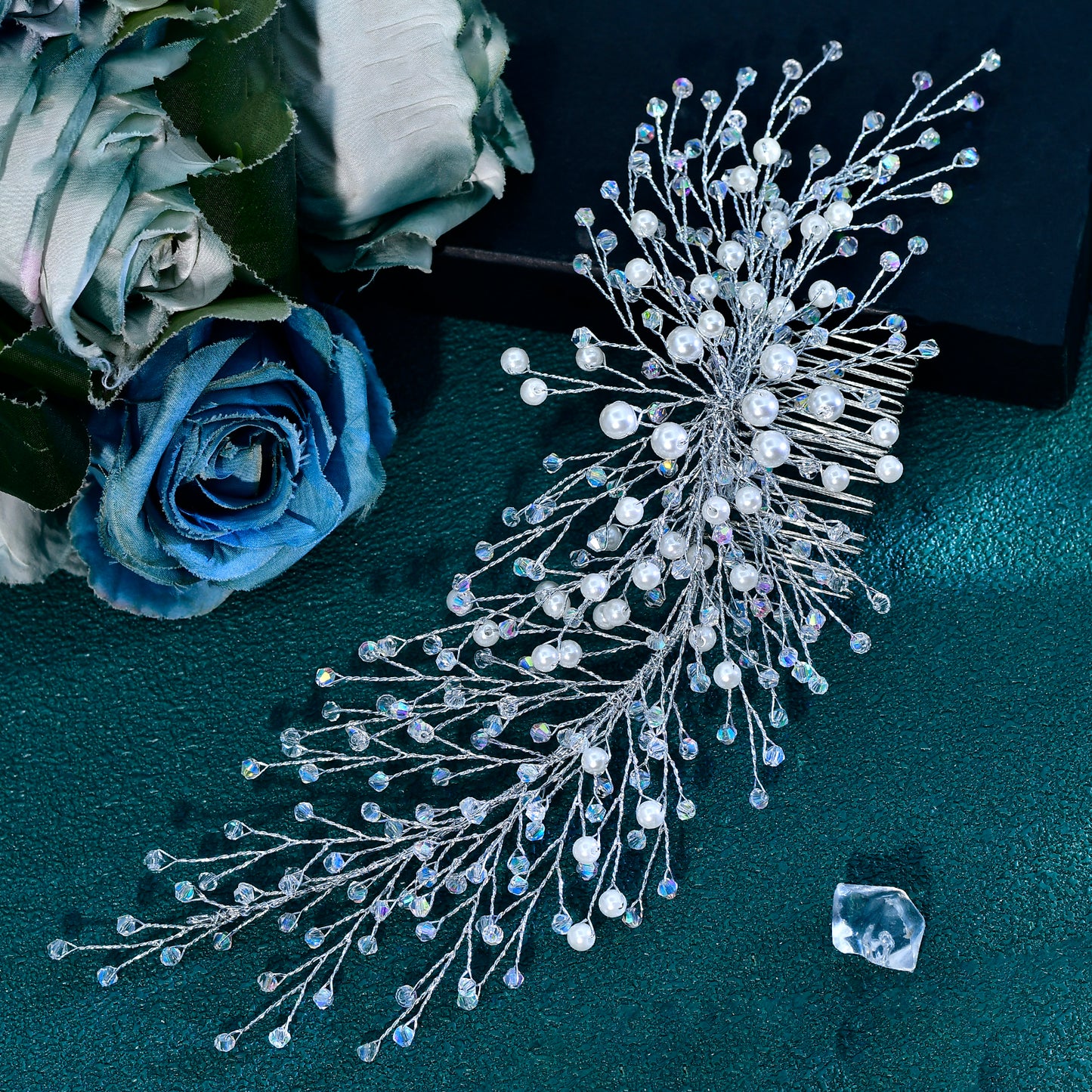 Red silver purple Rhinestone Pearl Bridal Tiara – Bridella BHP931