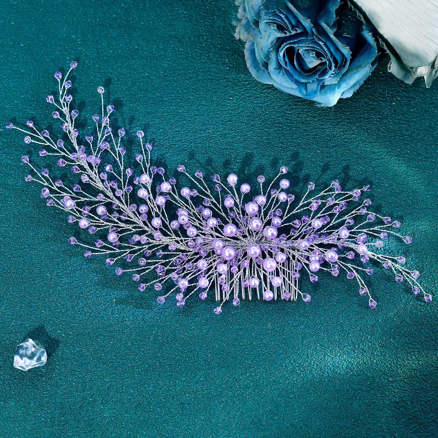 Red silver purple Rhinestone Pearl Bridal Tiara – Bridella BHP931