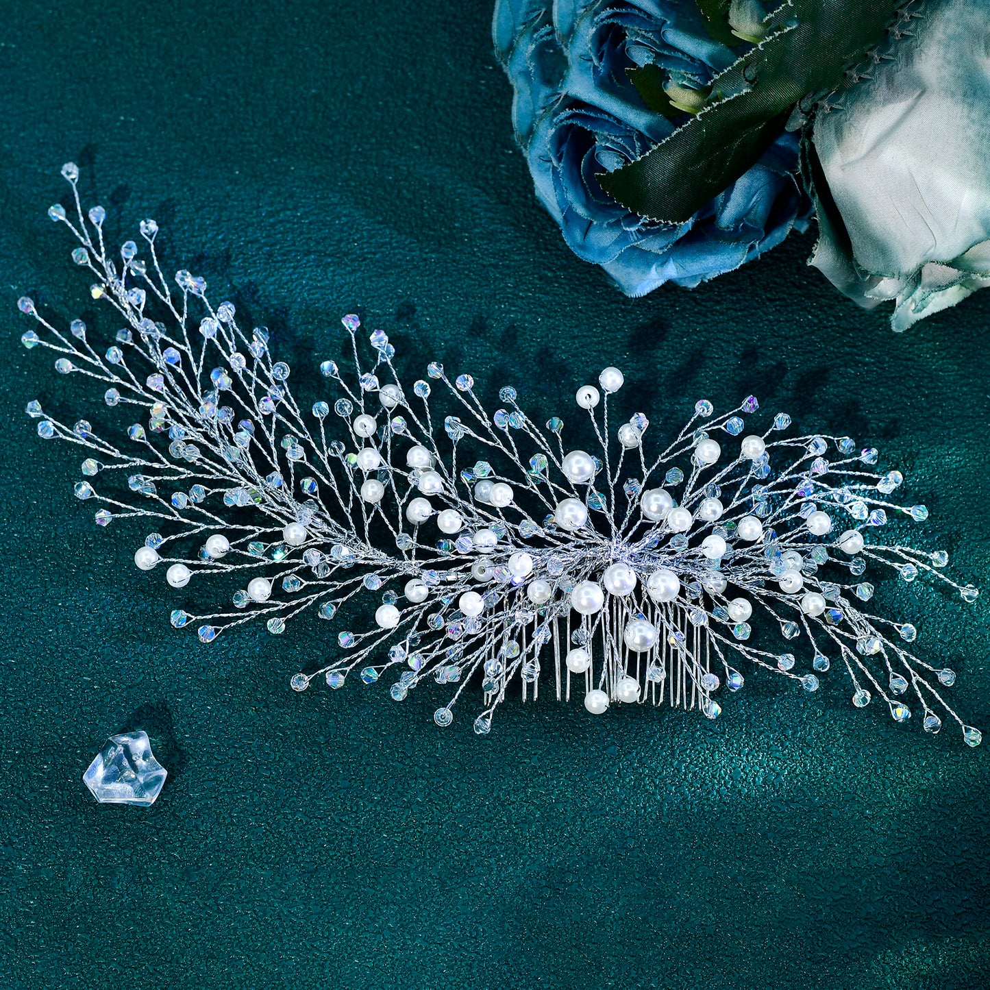 Red silver purple Rhinestone Pearl Bridal Tiara – Bridella BHP931