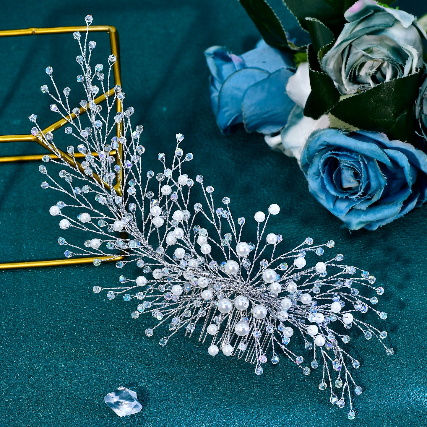 Red silver purple Rhinestone Pearl Bridal Tiara – Bridella BHP931