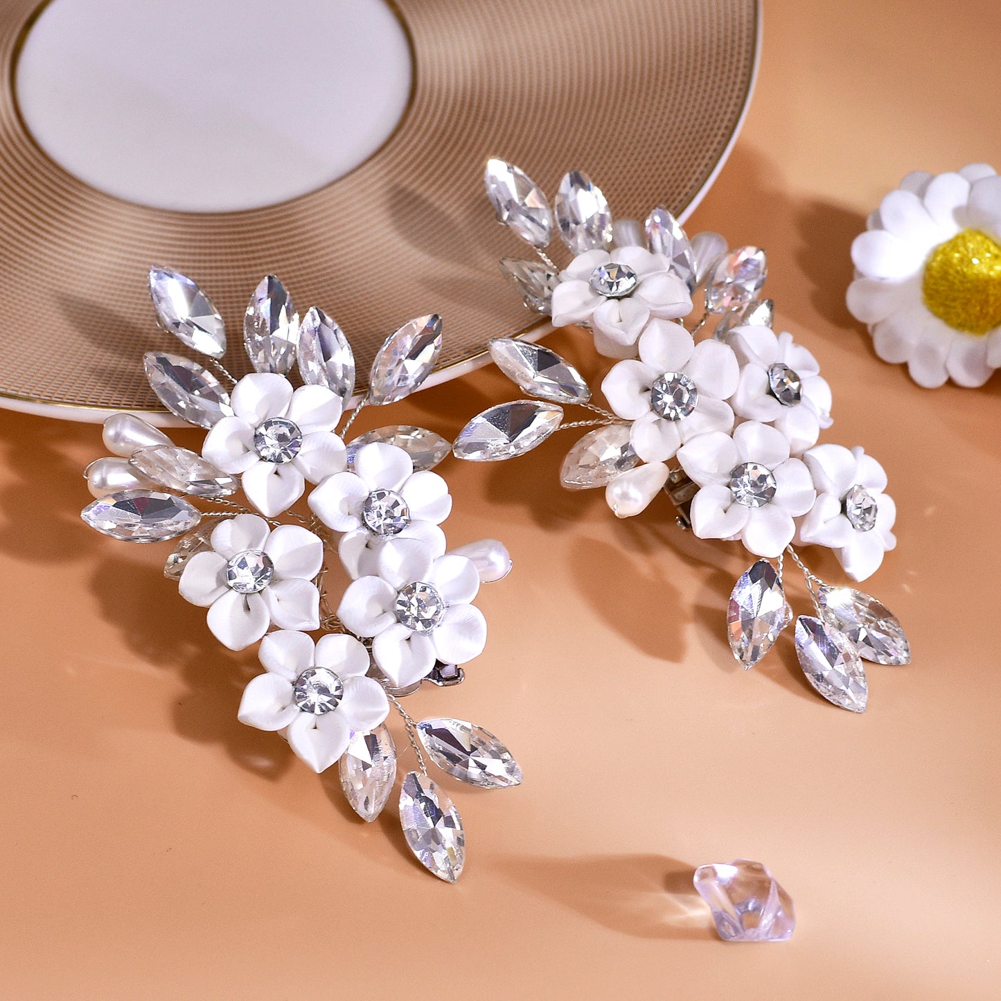 Flower Rhinestone Bridal Shoe Clips Wedding Heel Decoration - Bridella BHX71