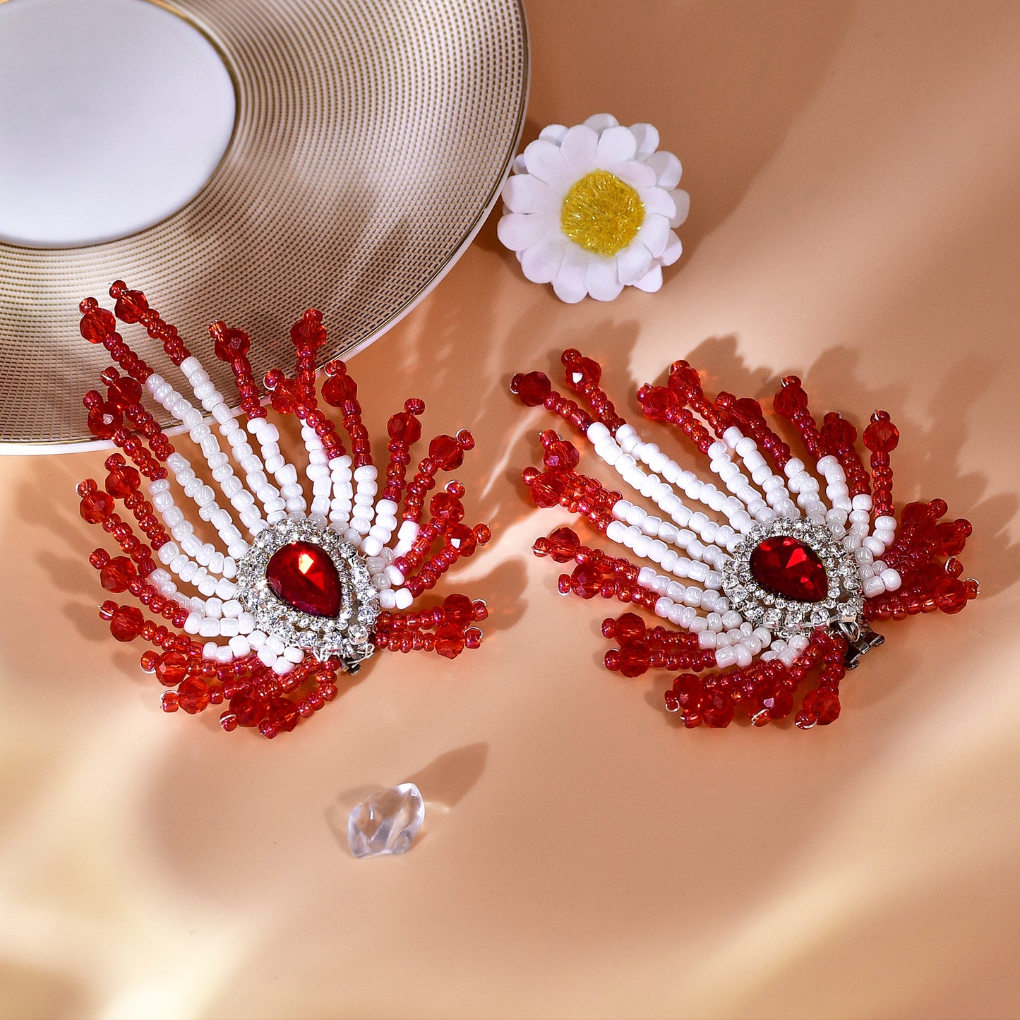 Red Beaded Bridal Shoe Clips Wedding Heel Decoration - Bridella BHX72