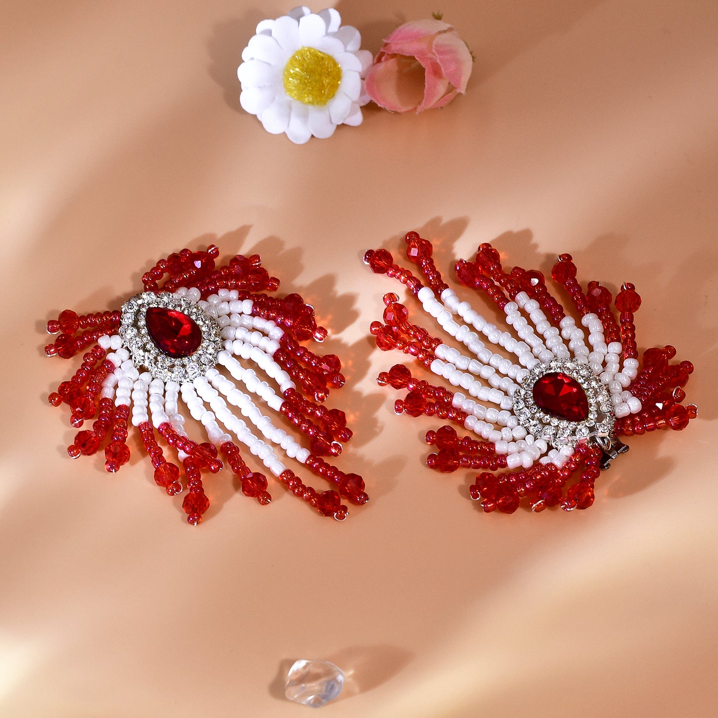 Red Beaded Bridal Shoe Clips Wedding Heel Decoration - Bridella BHX72
