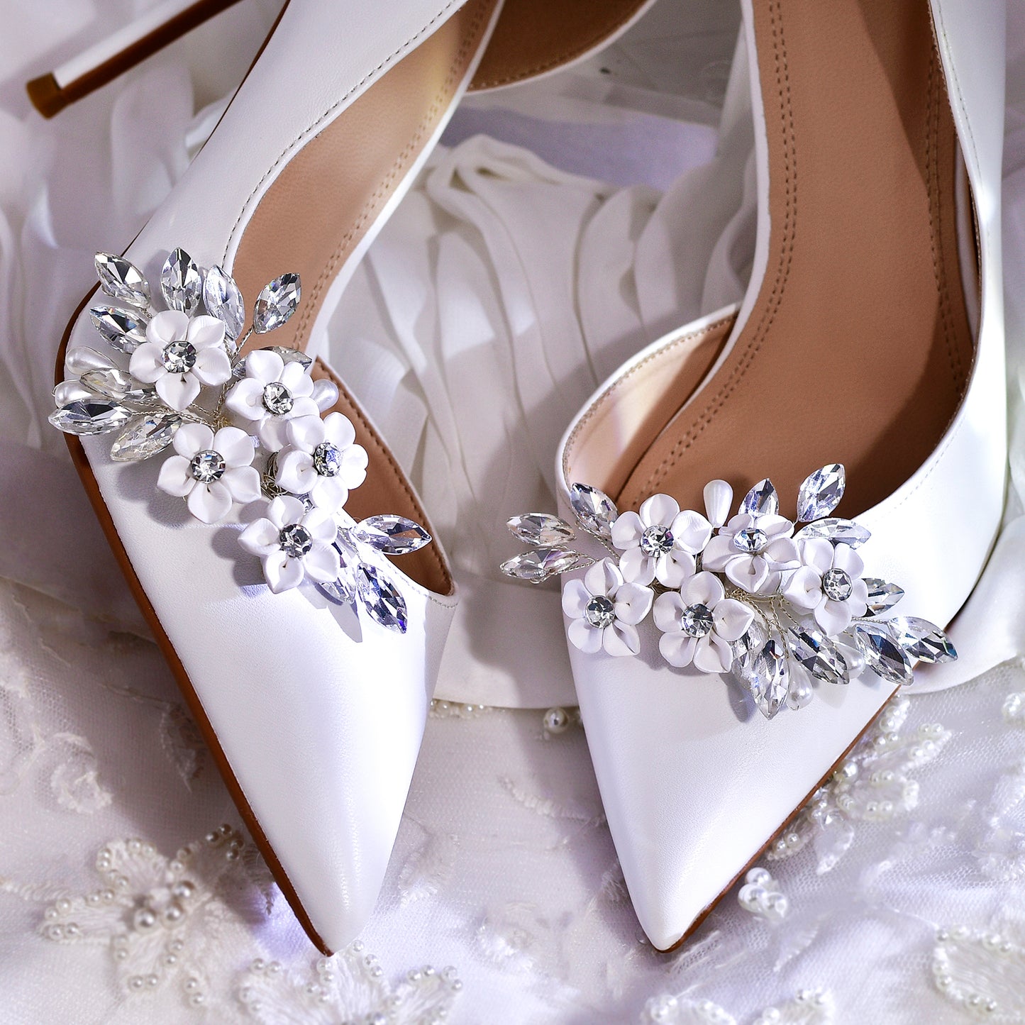 Flower Rhinestone Bridal Shoe Clips Wedding Heel Decoration - Bridella BHX71