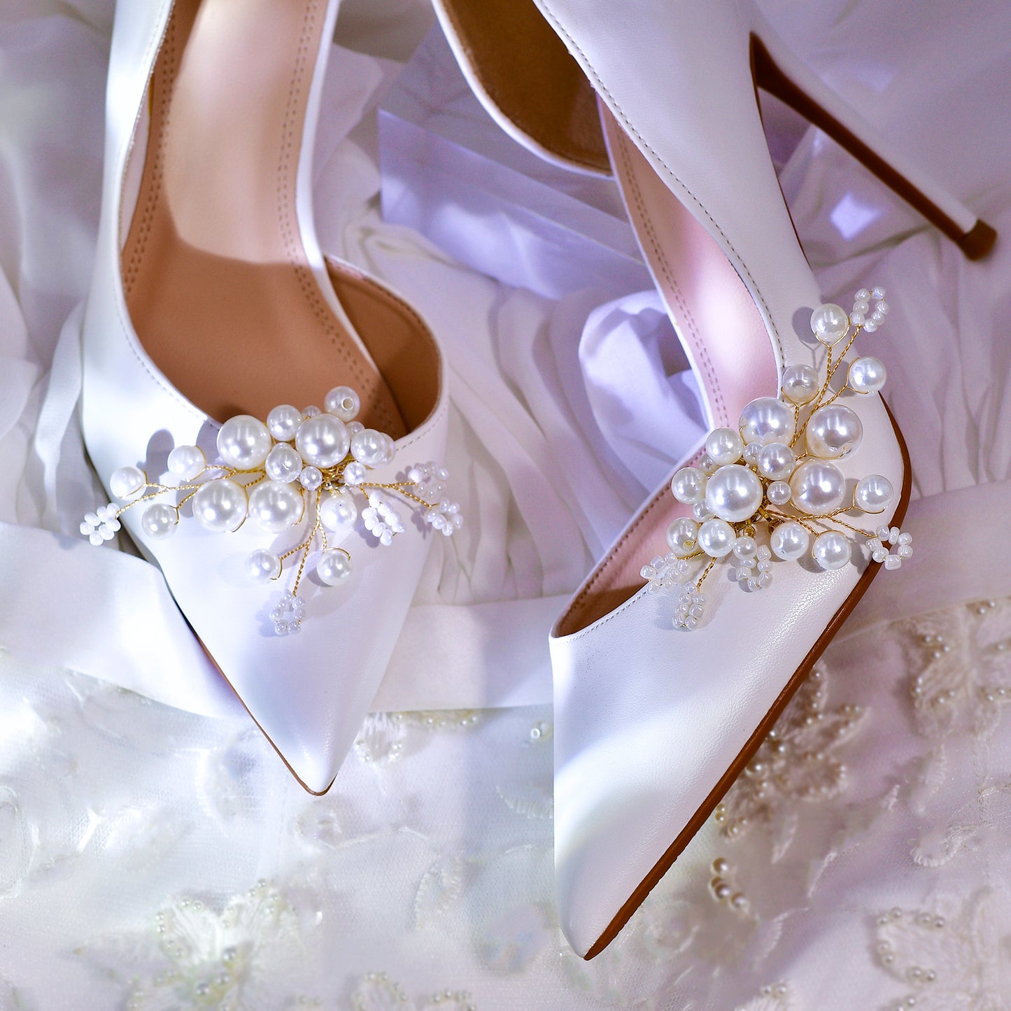 Pearl Bridal Shoe Clips Wedding Heel Decoration - Bridella BHX70