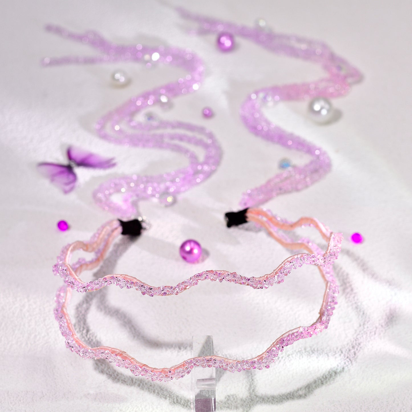 Pink Rhinestone Tassel Bridal Headband Wedding Hair Accessories - Bridella BYXA176