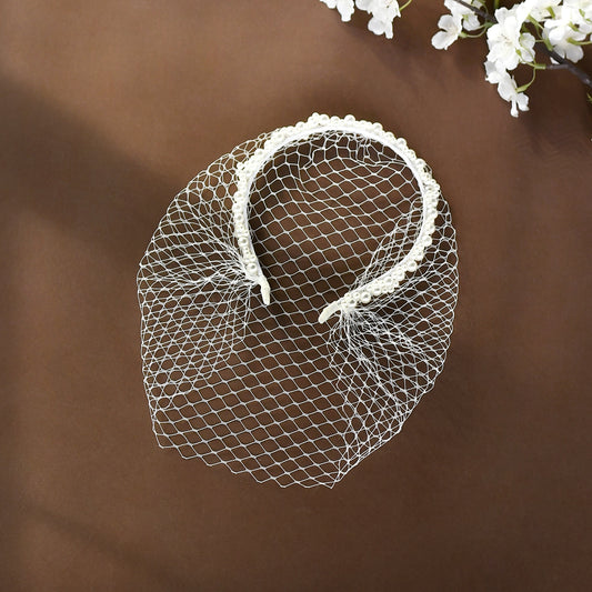 Beaded Birdcage Bridal Veil Wedding Headband - Bridella BVA30-I