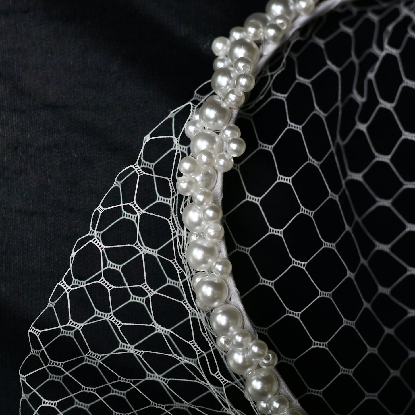 Beaded Birdcage Bridal Veil Wedding Headband - Bridella BVA30-I