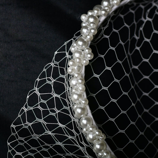 Beaded Birdcage Bridal Veil Wedding Headband - Bridella BVA30-I