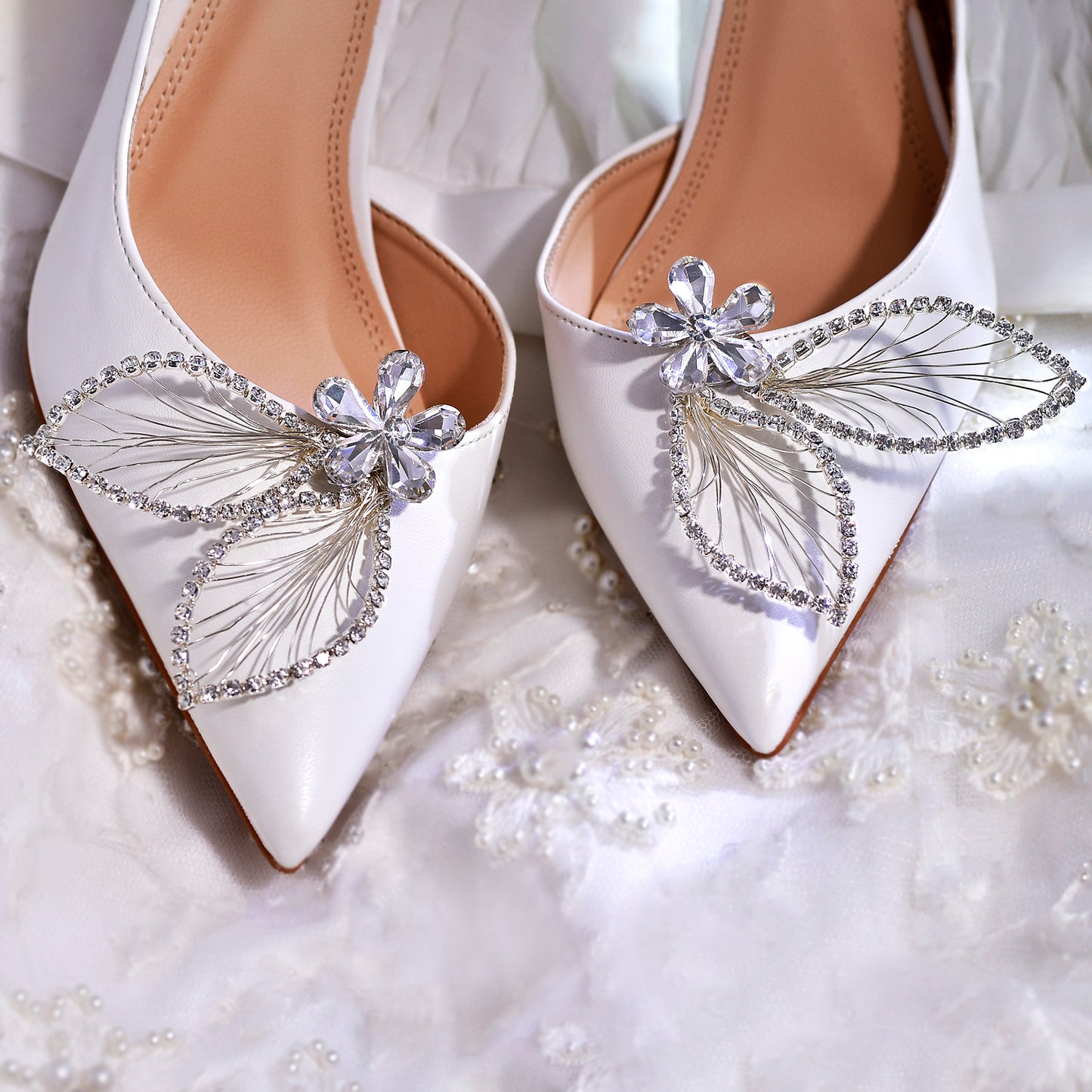 Butterfly Rhinestone Bridal Shoe Clips Wedding Heel Decoration - Bridella BHX52