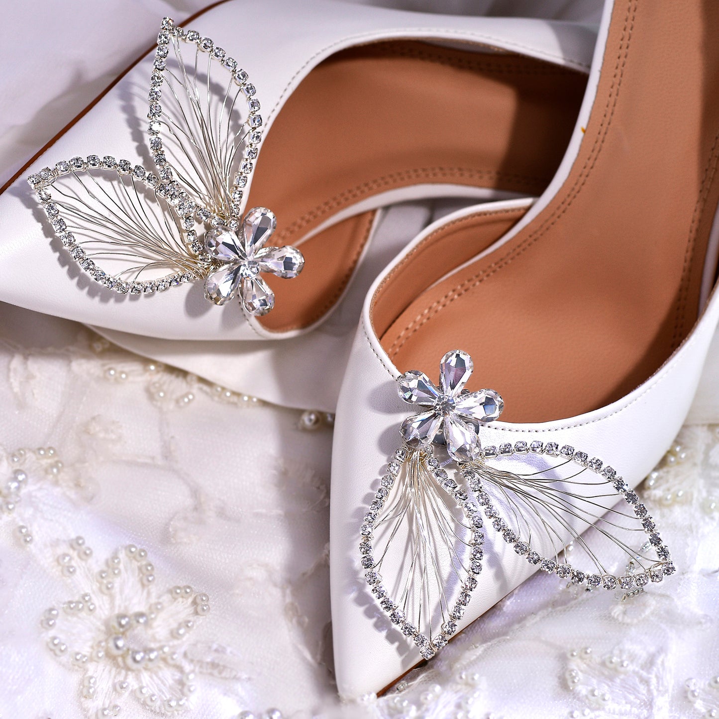 Butterfly Rhinestone Bridal Shoe Clips Wedding Heel Decoration - Bridella BHX52